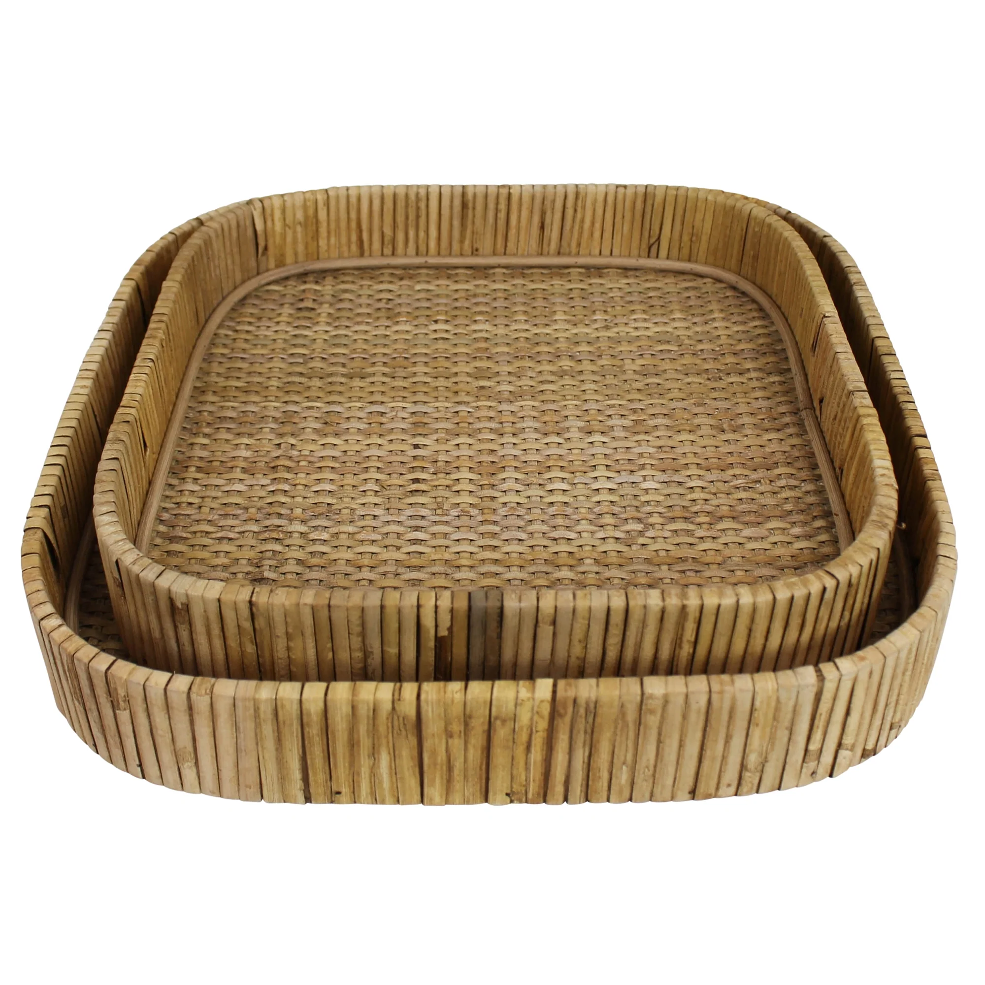 Cayman Tray, Rattan, Square - Large By HomArt - Image 2