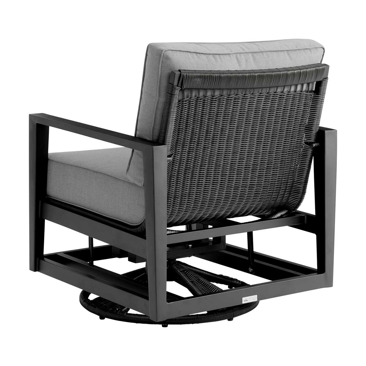 Cayman 5 Piece Black Aluminum Outdoor Seating Set with Dark Gray Cushions By Armen Living - Image 5