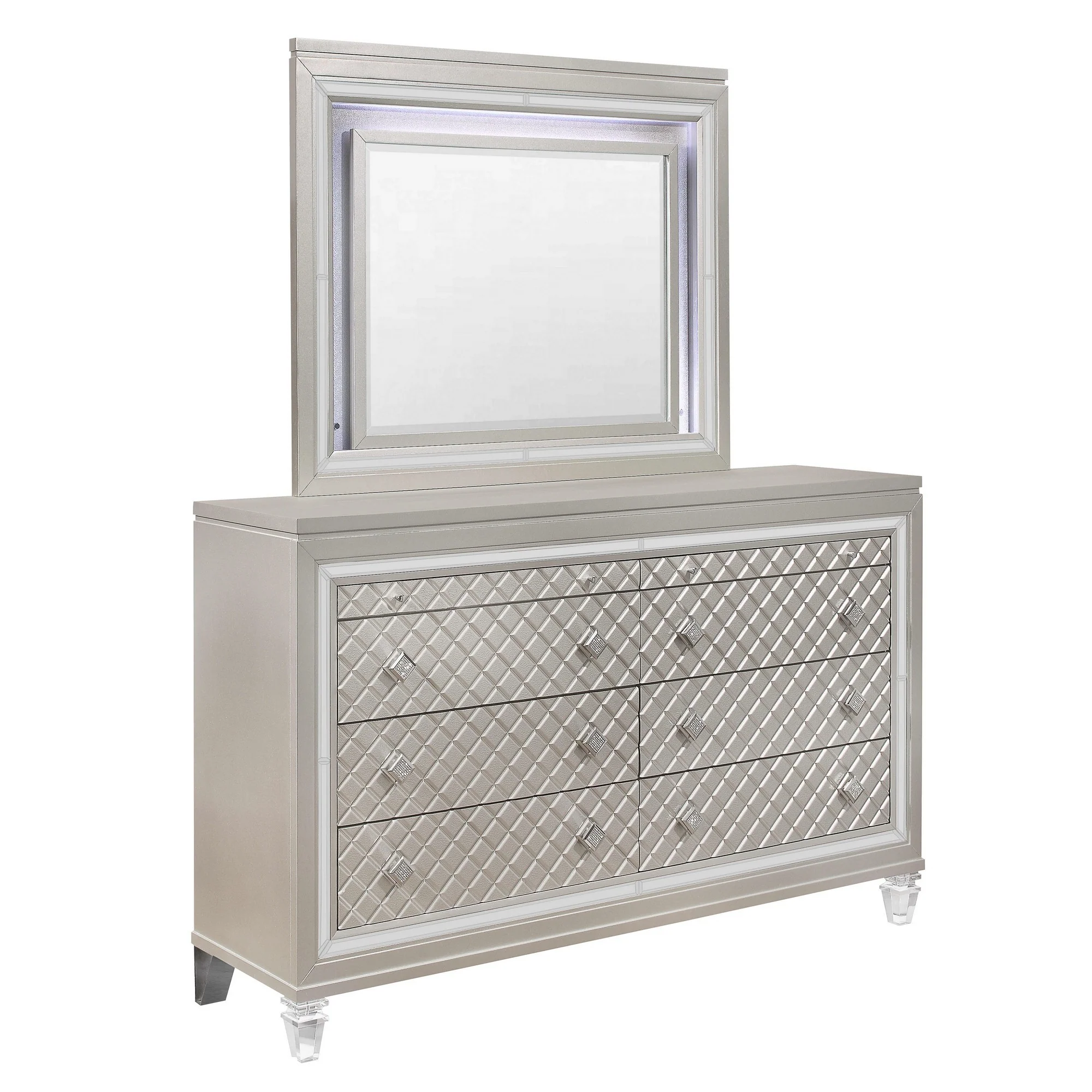 Champagne Toned Mirror Frame with a lovely Mirrored Accents By Homeroots - Image 2