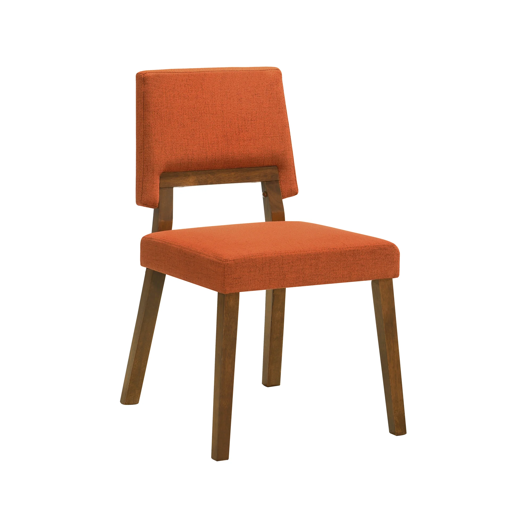 Channell 5 Piece Walnut Wood Dining Table Set with Benches in Orange Fabric By Armen Living - Image 5