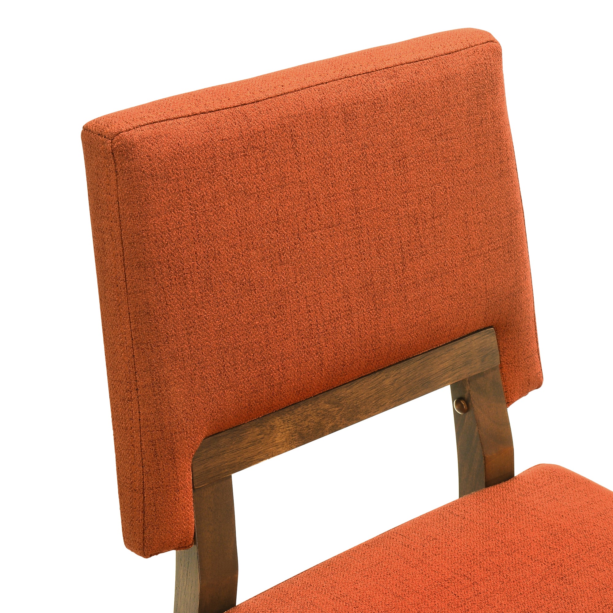Channell 5 Piece Walnut Wood Dining Table Set with Benches in Orange Fabric By Armen Living - Image 9