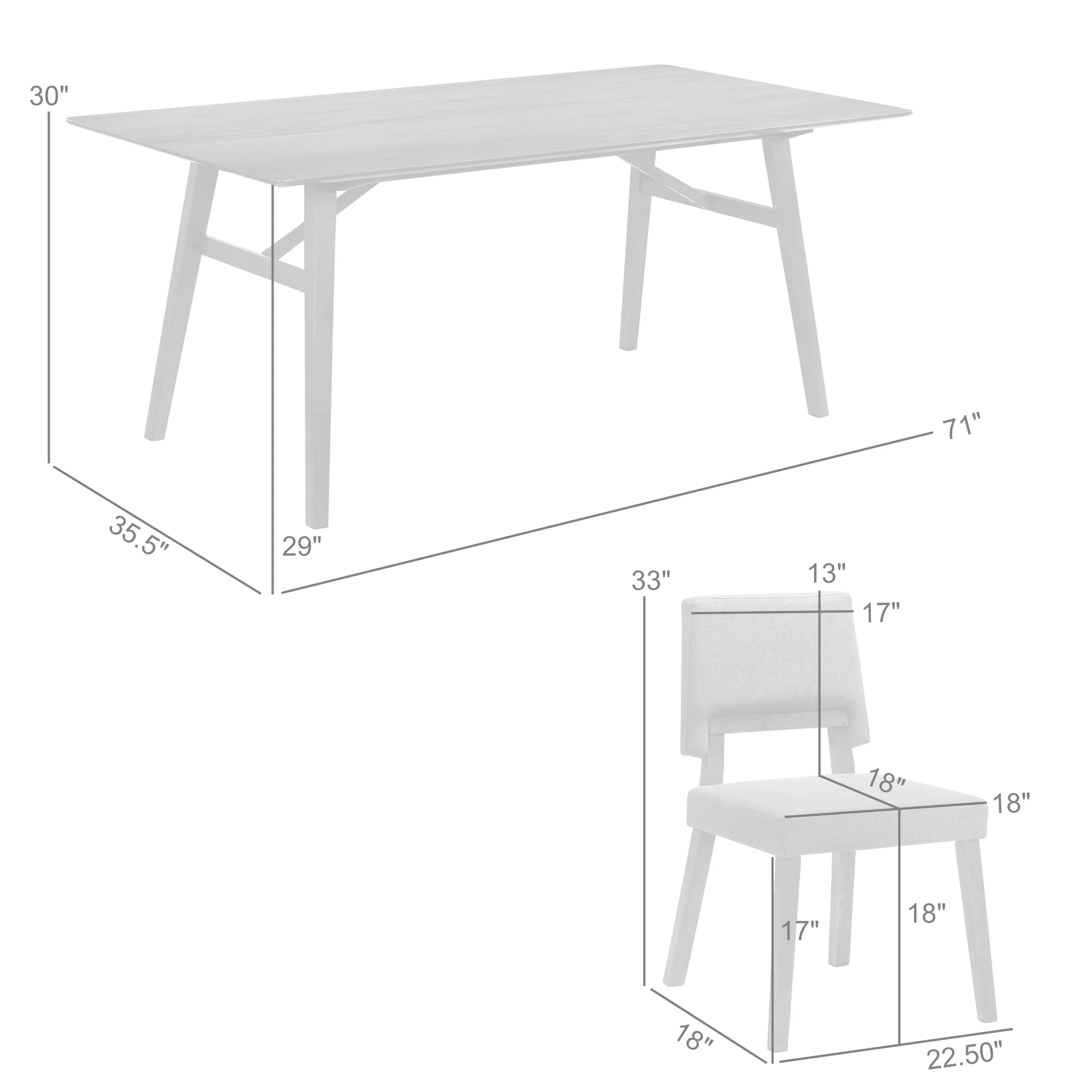 Channell 5 Piece Walnut Wood Dining Table Set with Orange Fabric By Armen Living - Image 10