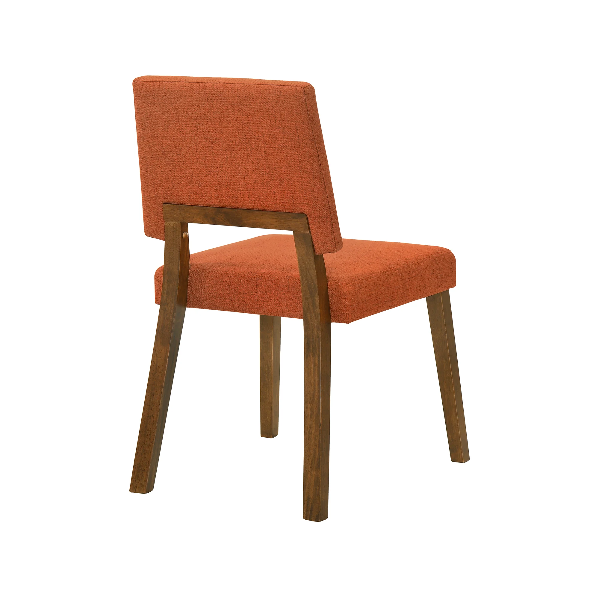 Channell Wood Dining Chair in Walnut Finish with Orange Fabric - Set of 2 By Armen Living - Image 6