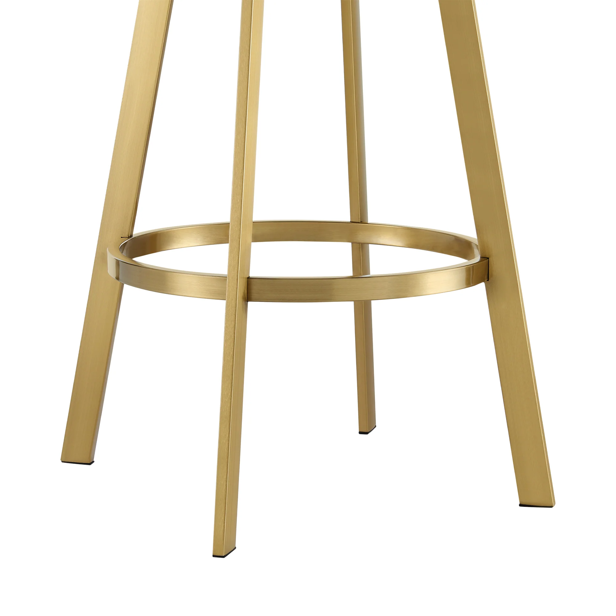 Chelsea 26" Swivel Counter Stool with Gold Brushed Stainless Steel and Taupe Fabric By Armen Living - Image 8