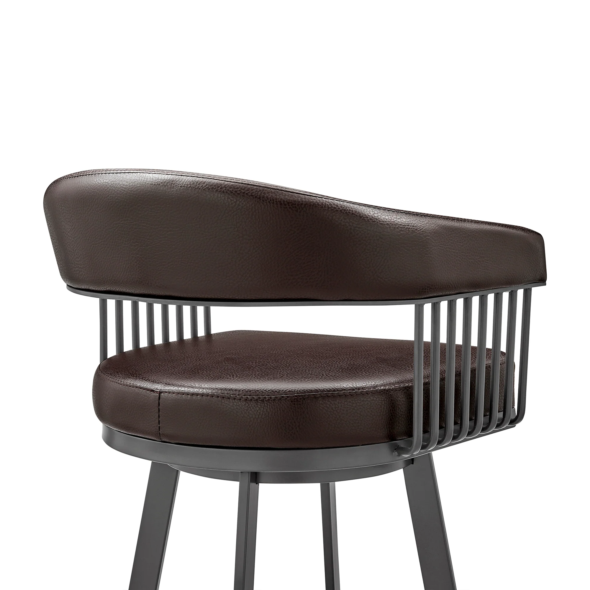 Chelsea 30" Bar Height Swivel Bar Stool in Java Brown Finish and Chocolate Faux Leather By Armen Living - Image 9