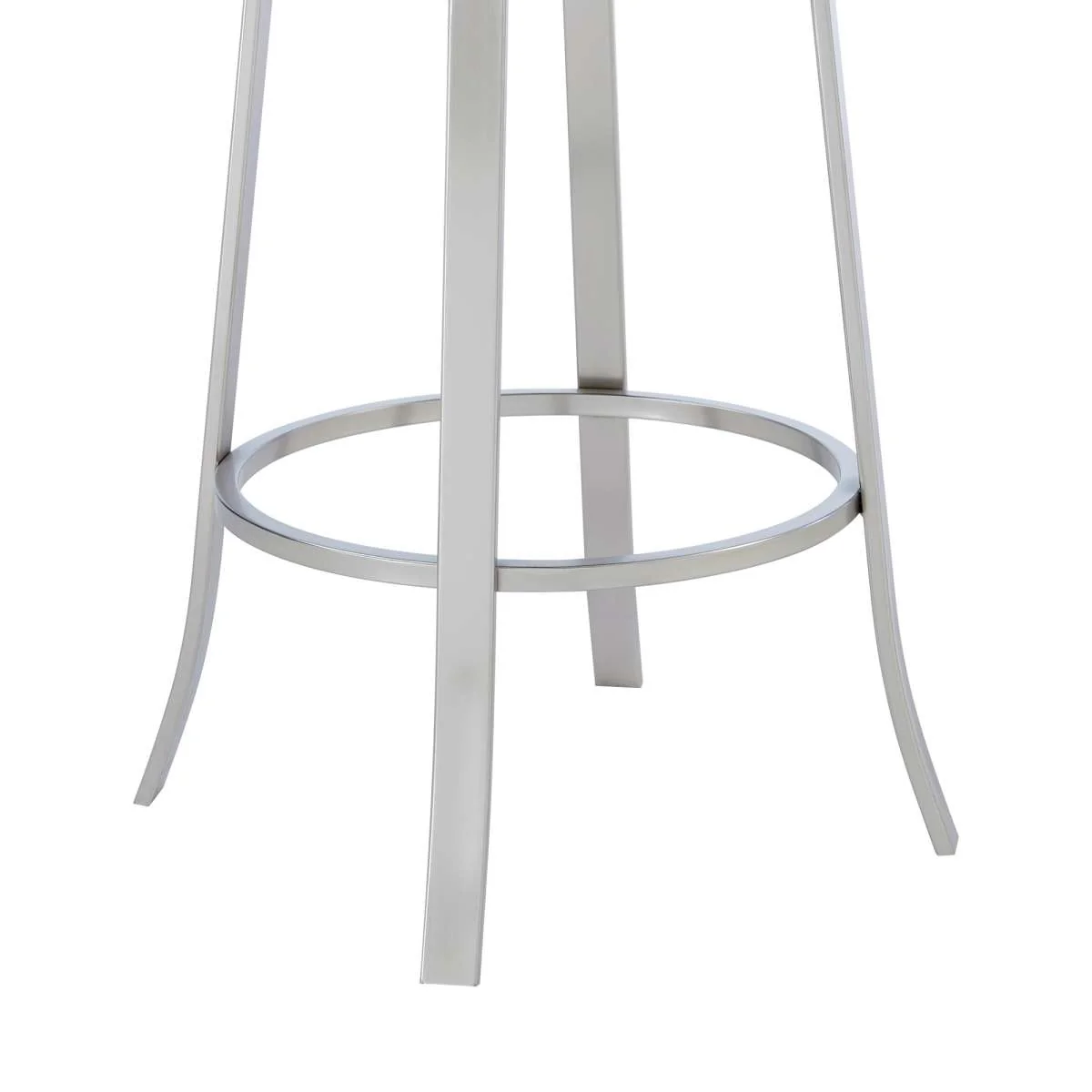 Cherie Contemporary 26" Counter Height Barstool in Brushed Stainless Steel Finish and Black Faux Leather By Armen Living - Image 4