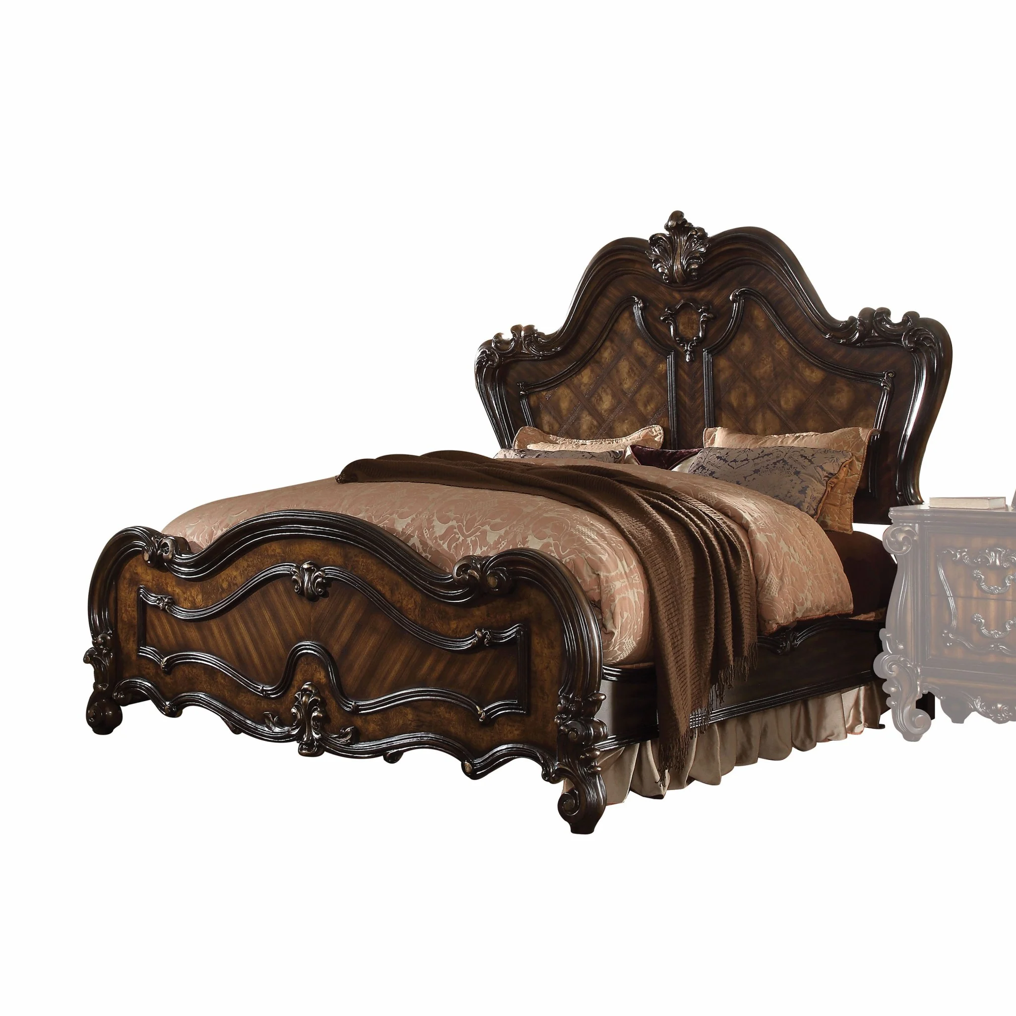 Cherry Oak Wood Poly Resin California King Bed By Homeroots - 348180 - Image 2