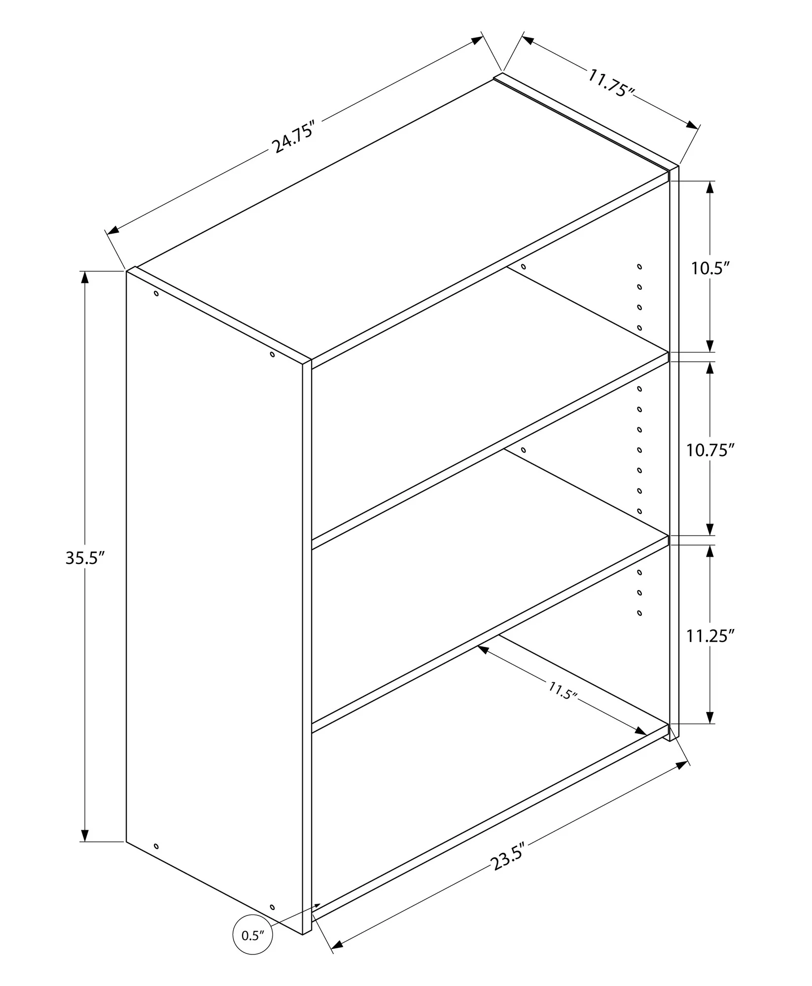 Cherry Shelves Bookcase By Homeroots - Image 12