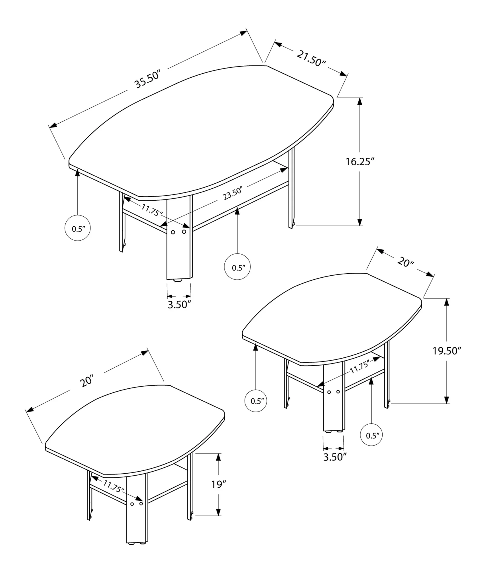 Cherry Table 3pcs Set By Homeroots - 355741 - Image 3