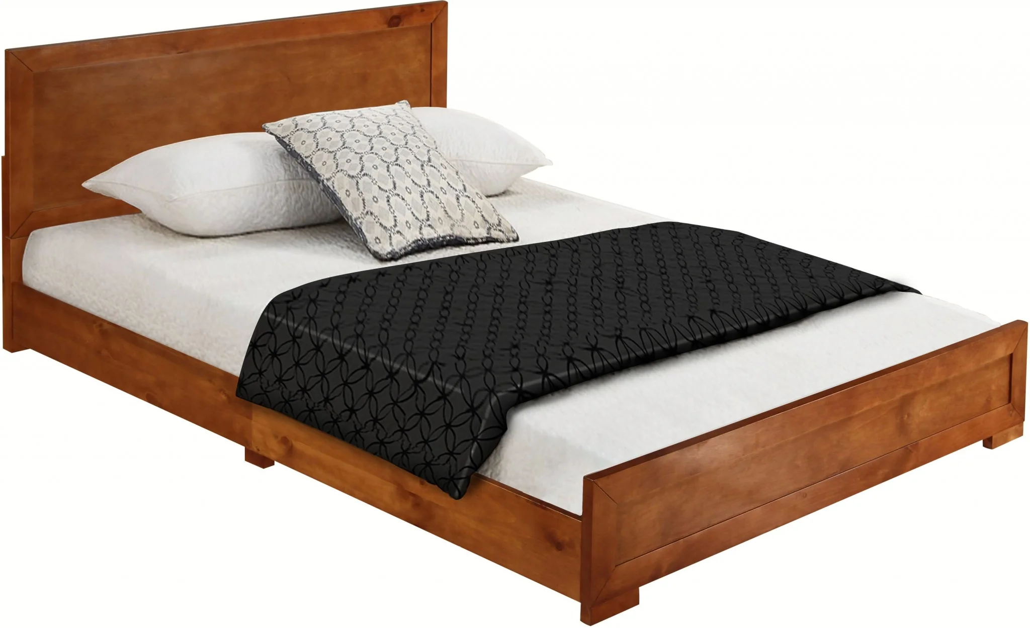 Cherry Wood Full Platform Bed By Homeroots - 397096 - Image 3