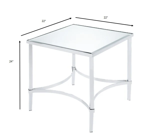 Chrome And Mirrored End Table By Homeroots - Image 2