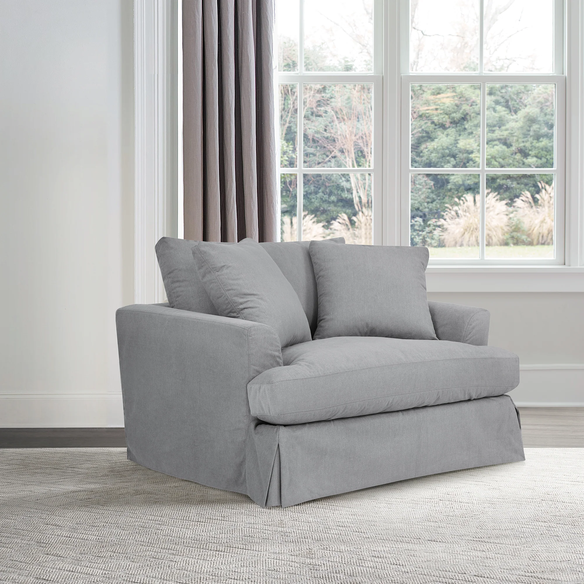 Ciara 53" Upholstered Chair and a Half in Slate Gray By Armen Living