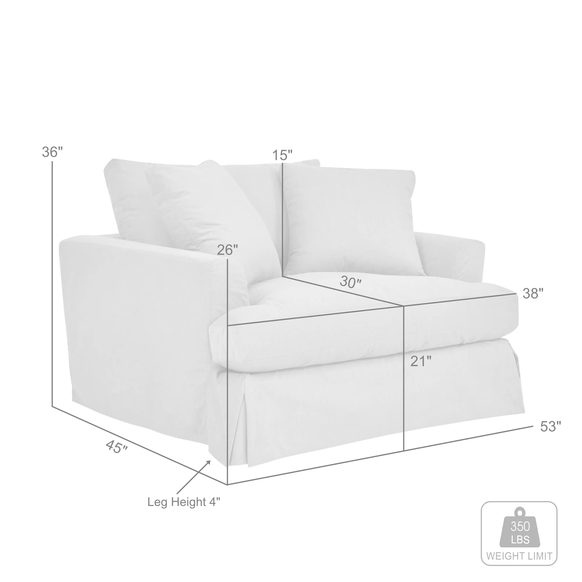 Ciara 53" Upholstered Chair and a Half in Slate Gray By Armen Living - Image 17