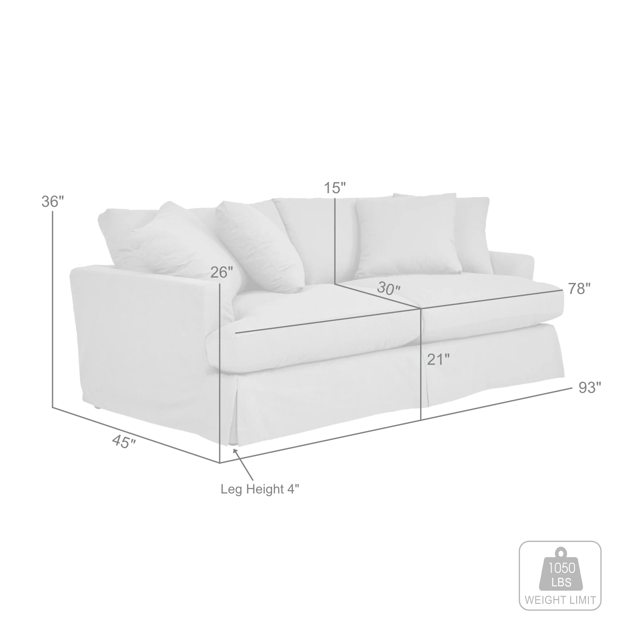 Ciara 93" Upholstered Sofa in Slate Gray  By Armen Living - Image 26