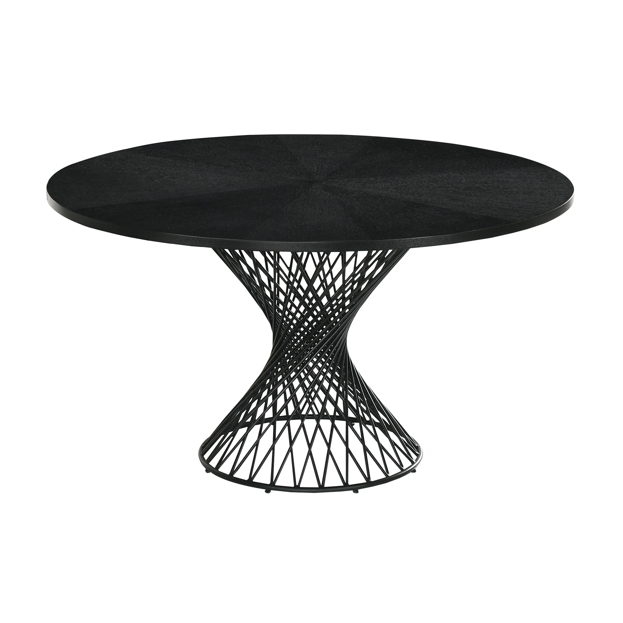 Cirque Santana 5 Piece Black Wood Dining Table Set with Charcoal Fabric By Armen Living - Image 5