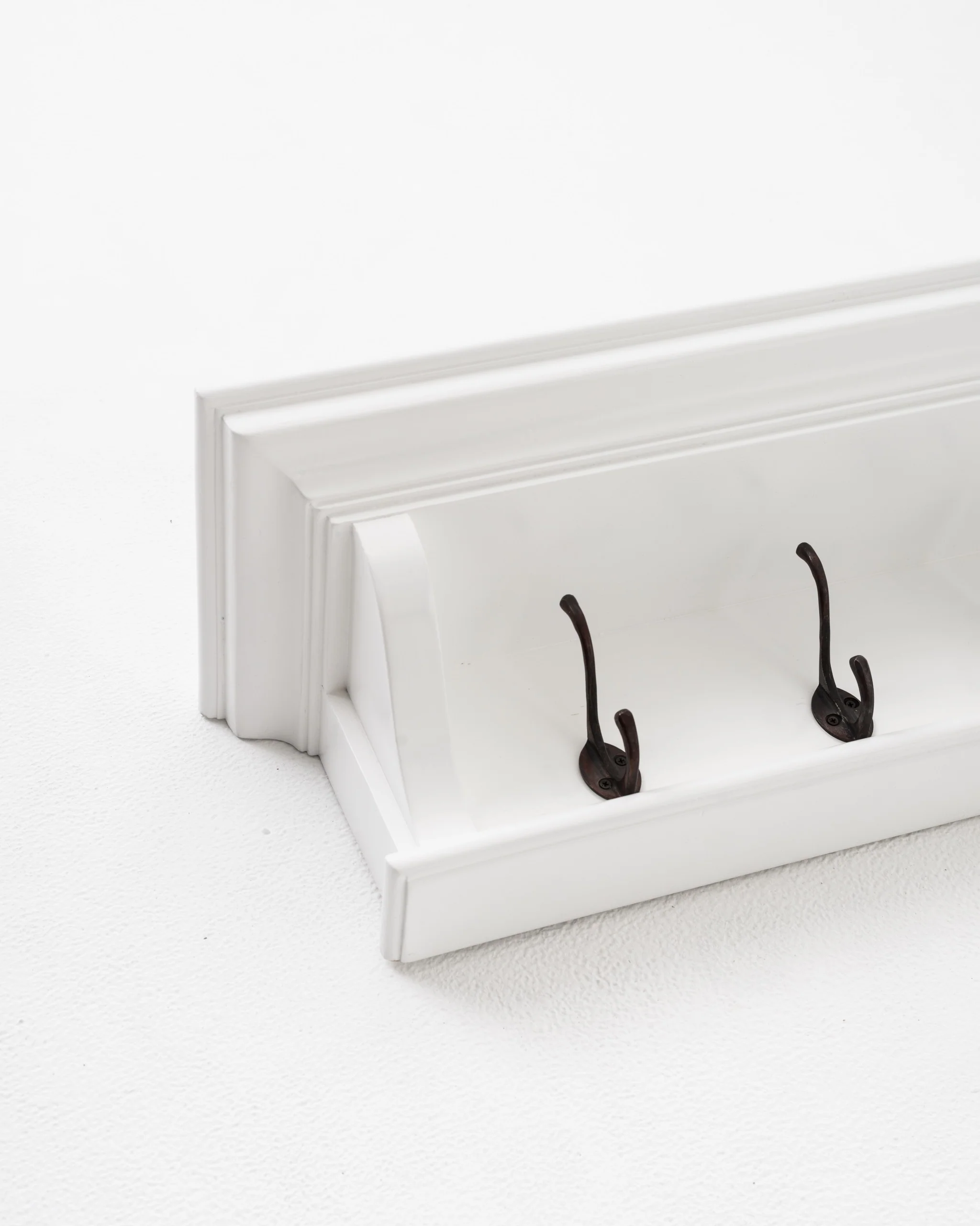 Classic White Wood Wide Four Hook Hanging Coat Rack By Homeroots - Image 5