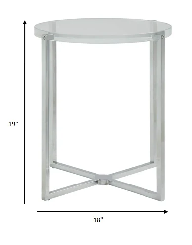 Clear Acrylic Chrome Metal Side Table By Homeroots - Image 4