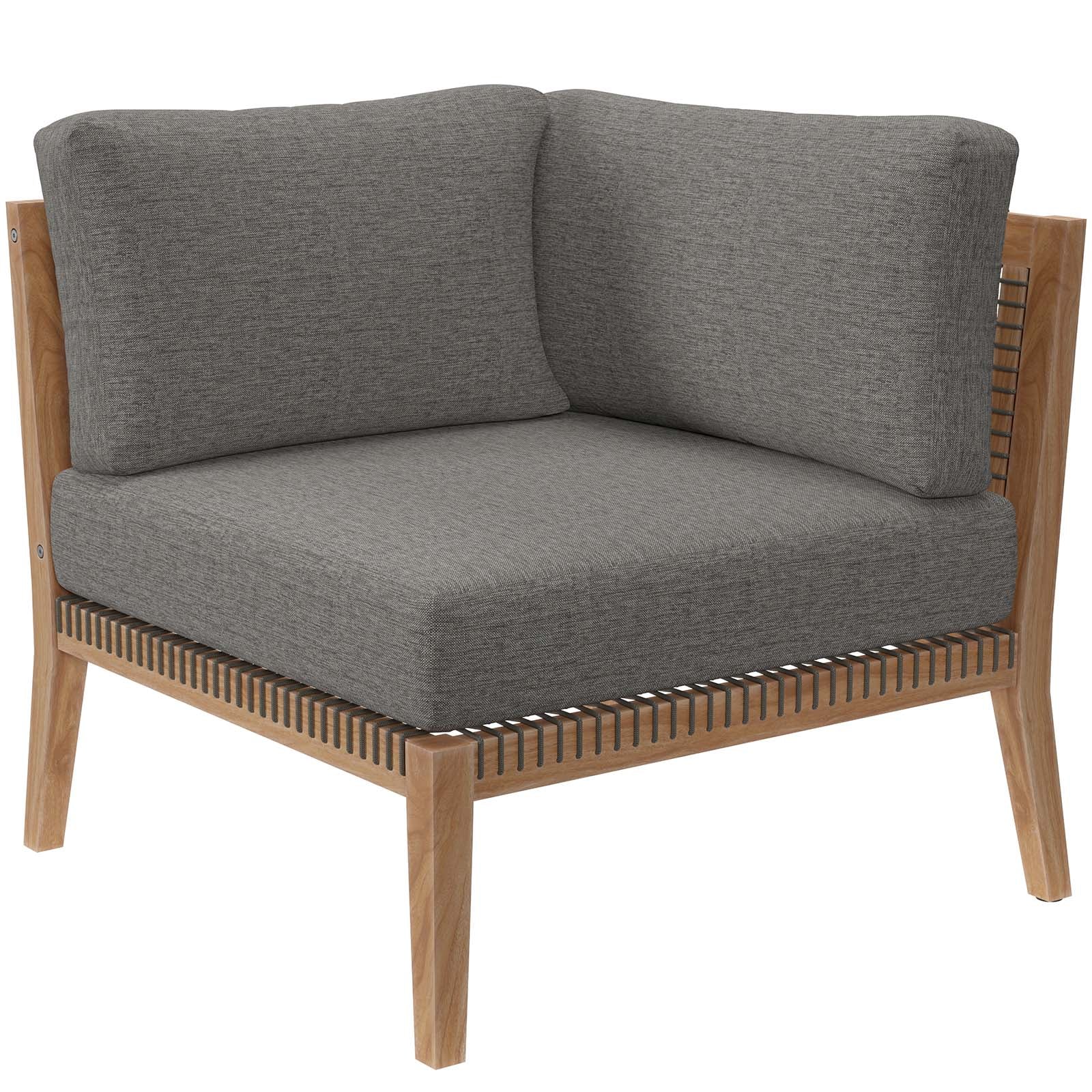 Clearwater Outdoor Patio Teak Wood 6-Piece Sectional Sofa By Modway - EEI-6124 - Image 11