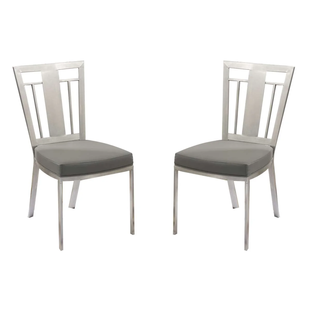 Cleo Contemporary Dining Chair In Gray and Stainless Steel - Set of 2 By Armen Living