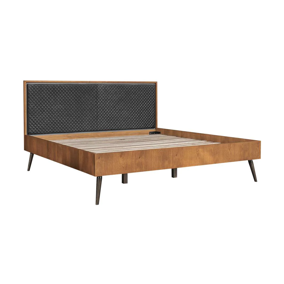 Coco Rustic 3 Piece Upholstered Platform Bedroom set in King with 2 Nightstands  By Armen Living - Image 3
