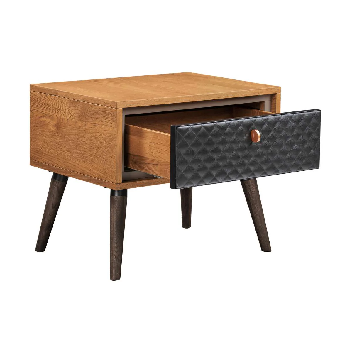 Coco Rustic 4 piece Upholstered Platform Bedroom Set in King with Dresser and 2 Nightstands  By Armen Living - Image 5