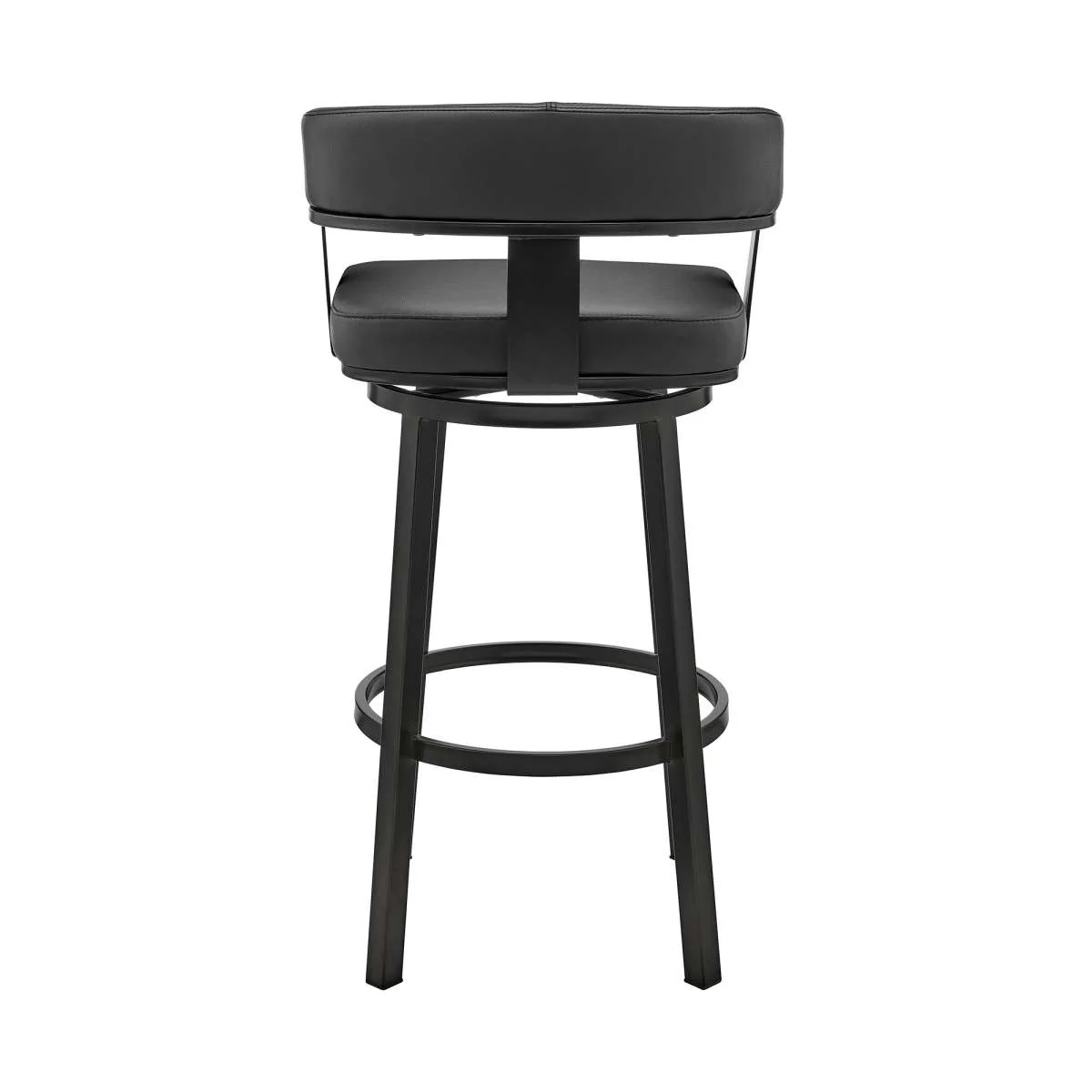Cohen 26" Counter Height Swivel Bar Stool in Black Finish and Black Faux Leather By Armen Living - Image 4