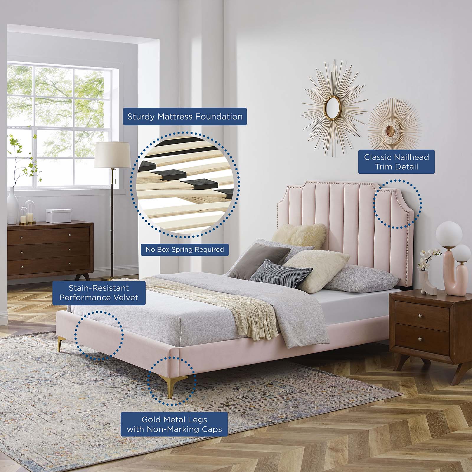 Colette King Performance Velvet Platform Bed By Modway - MOD-6894 - Image 89