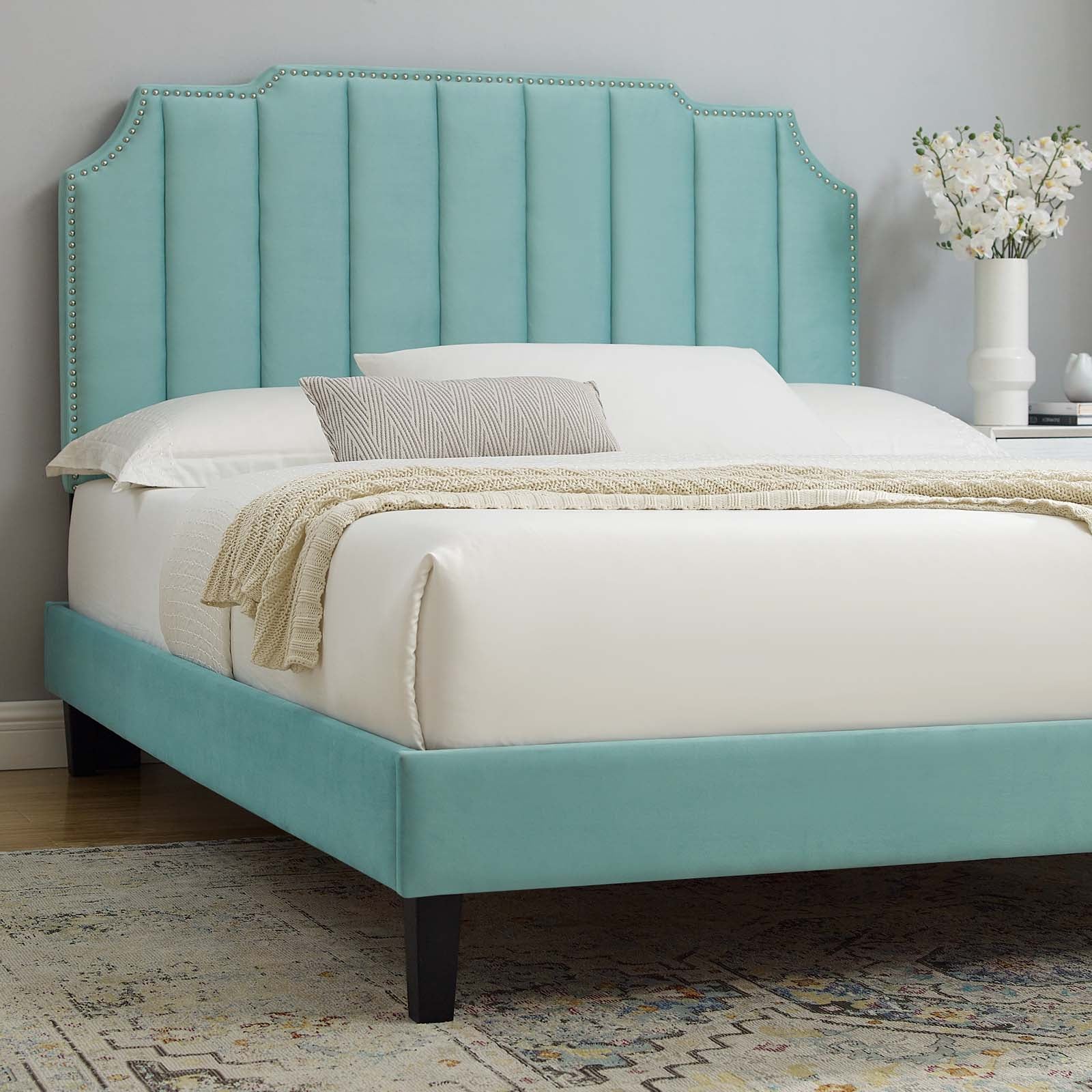 Colette Queen Performance Velvet Platform Bed By Modway - MOD-6585 - Image 56