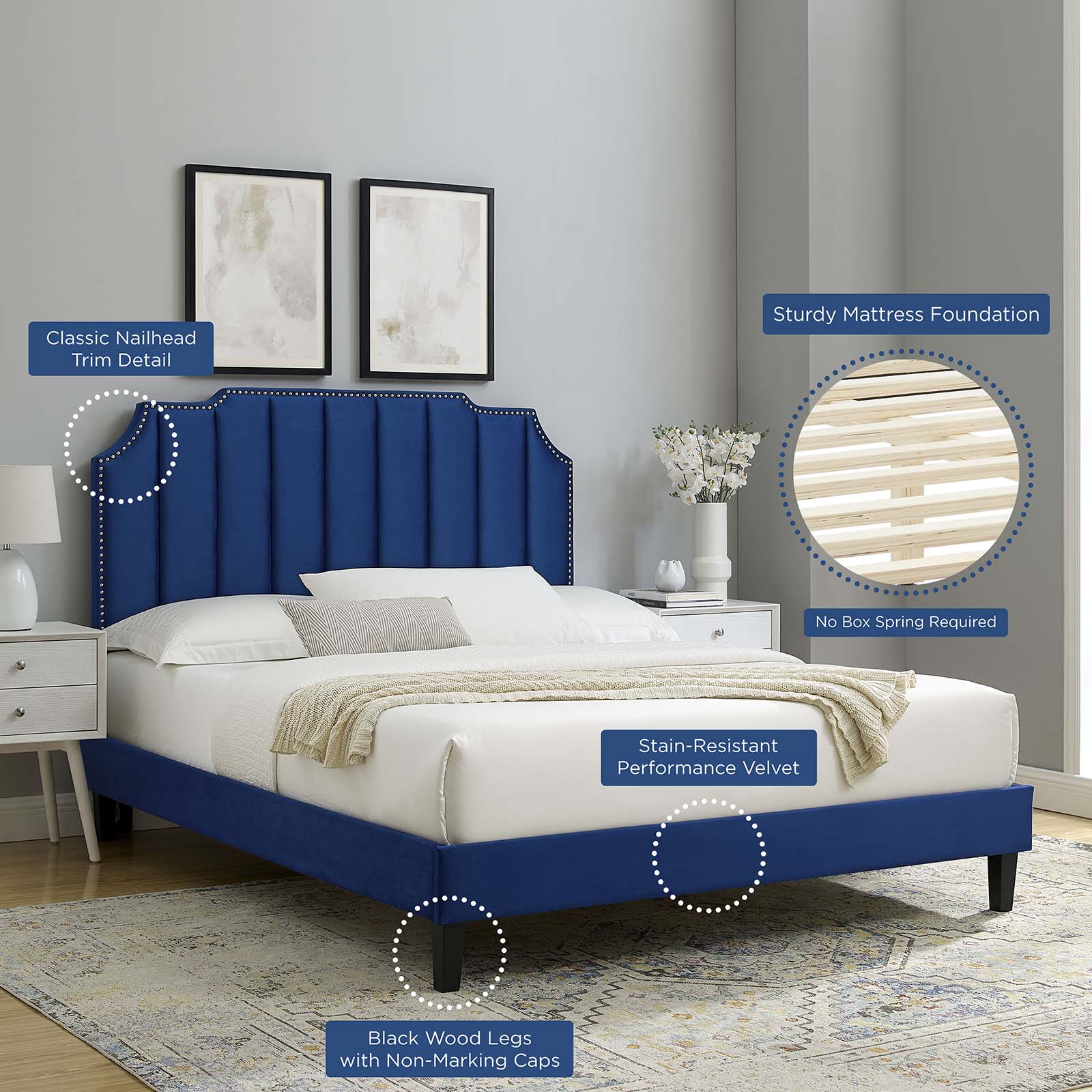 Colette Queen Performance Velvet Platform Bed By Modway - MOD-6585 - Image 73