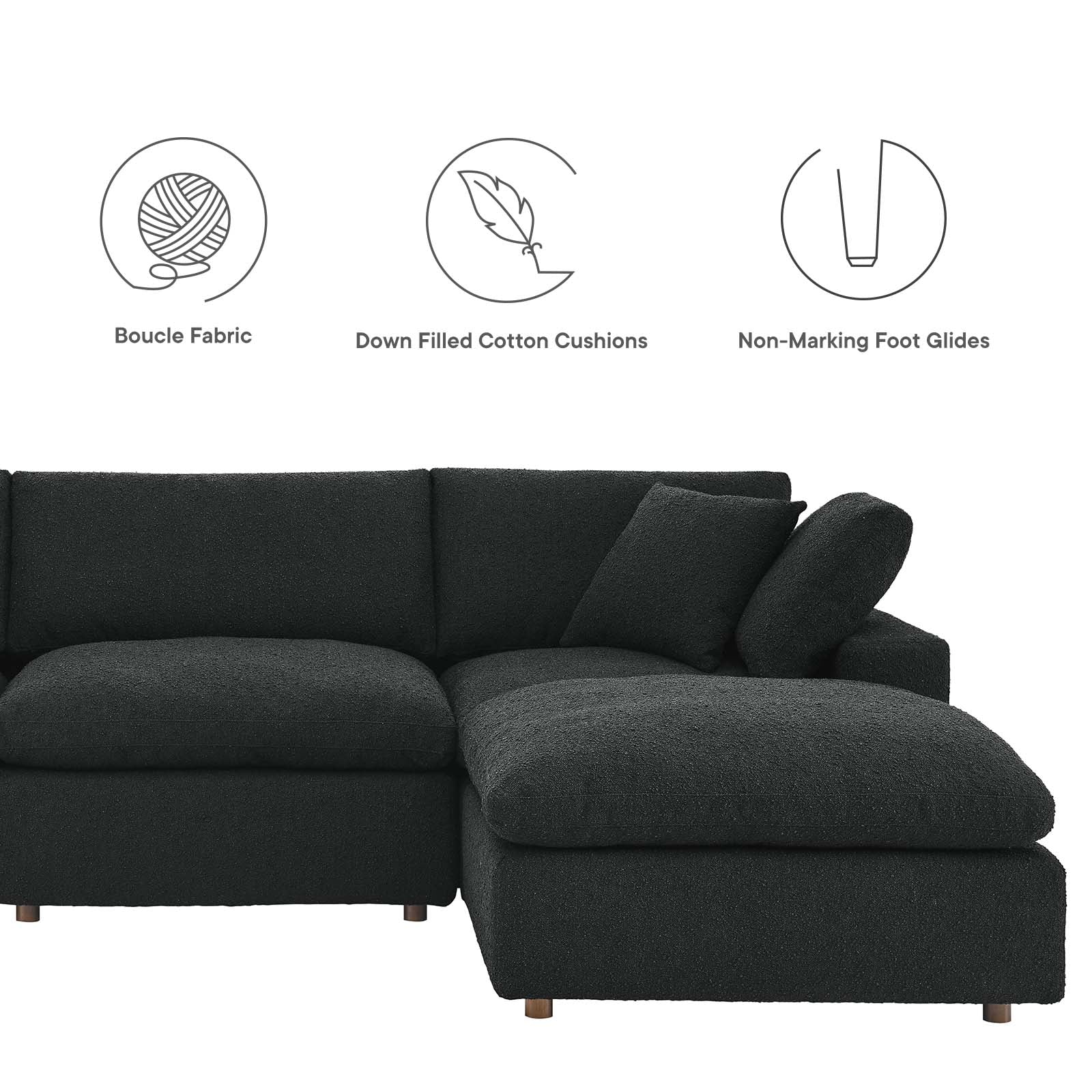 Commix Down Filled Overstuffed Boucle Fabric 5-Piece Sectional Sofa By Modway - EEI-6365 - Image 4