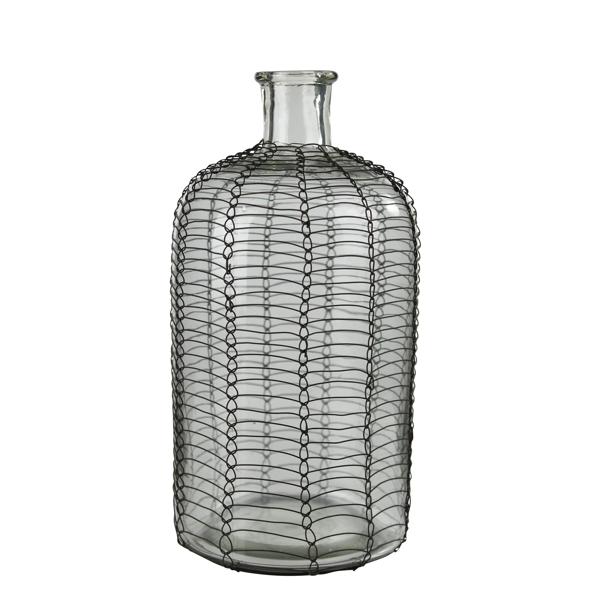 Conde Glass Bottle, Woven Wire - Petite By HomArt