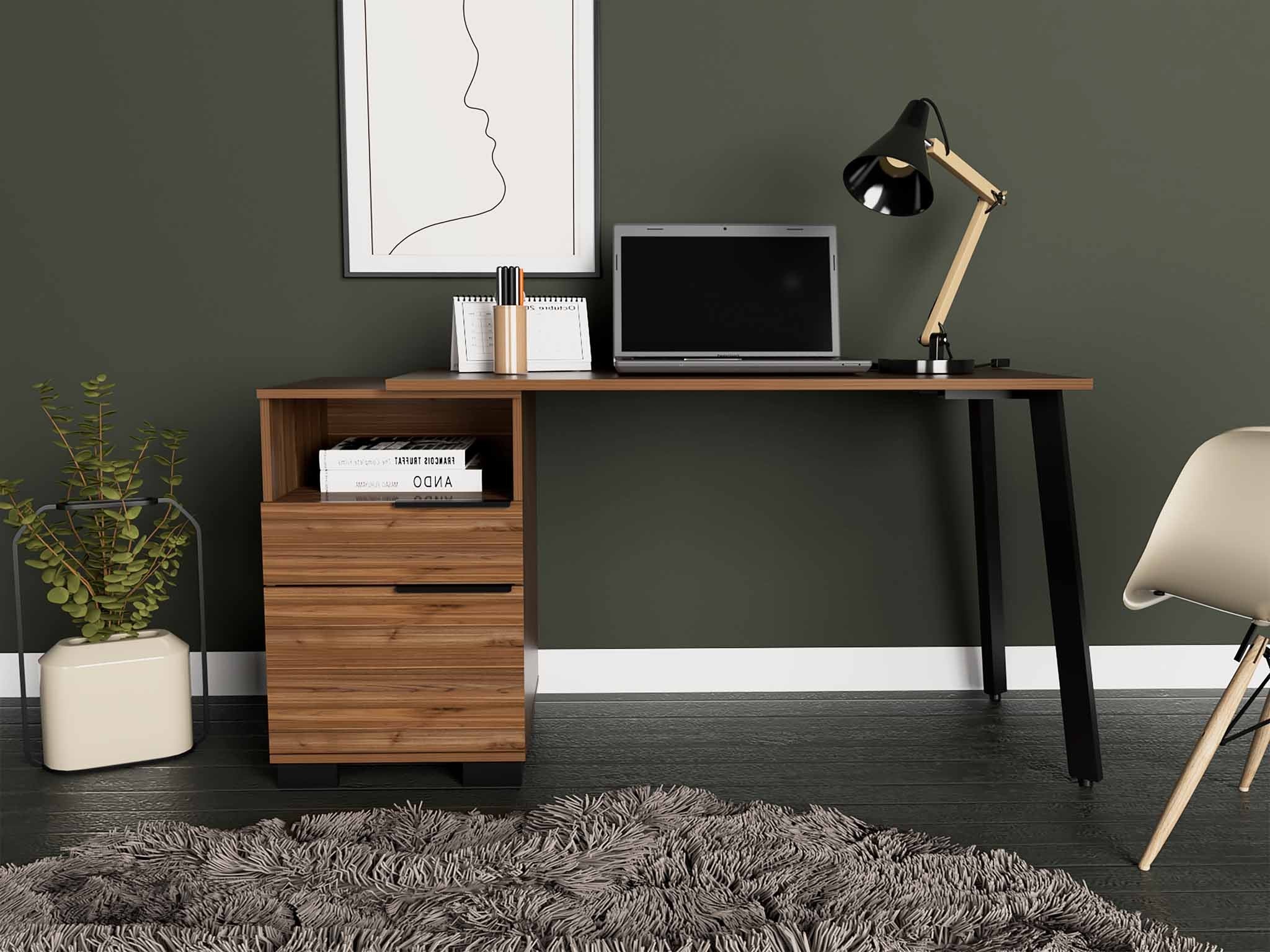 Contempo Flair Mahogany and Black Office Desk By Homeroots
