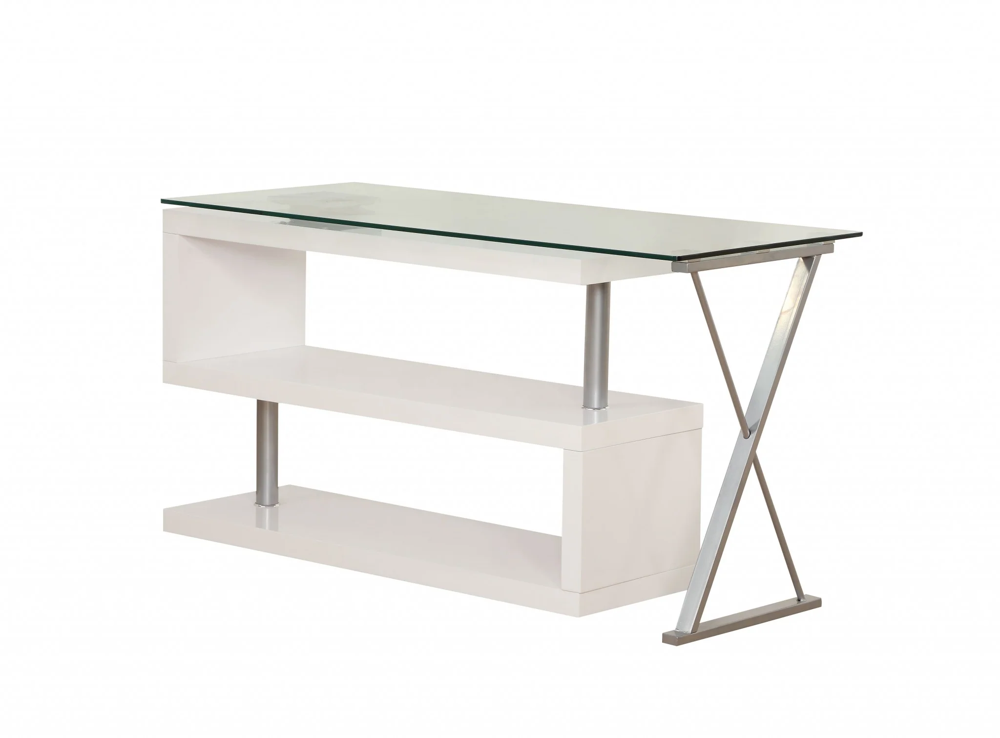 Contemporary White Swivel L Shaped Office Desk By Homeroots