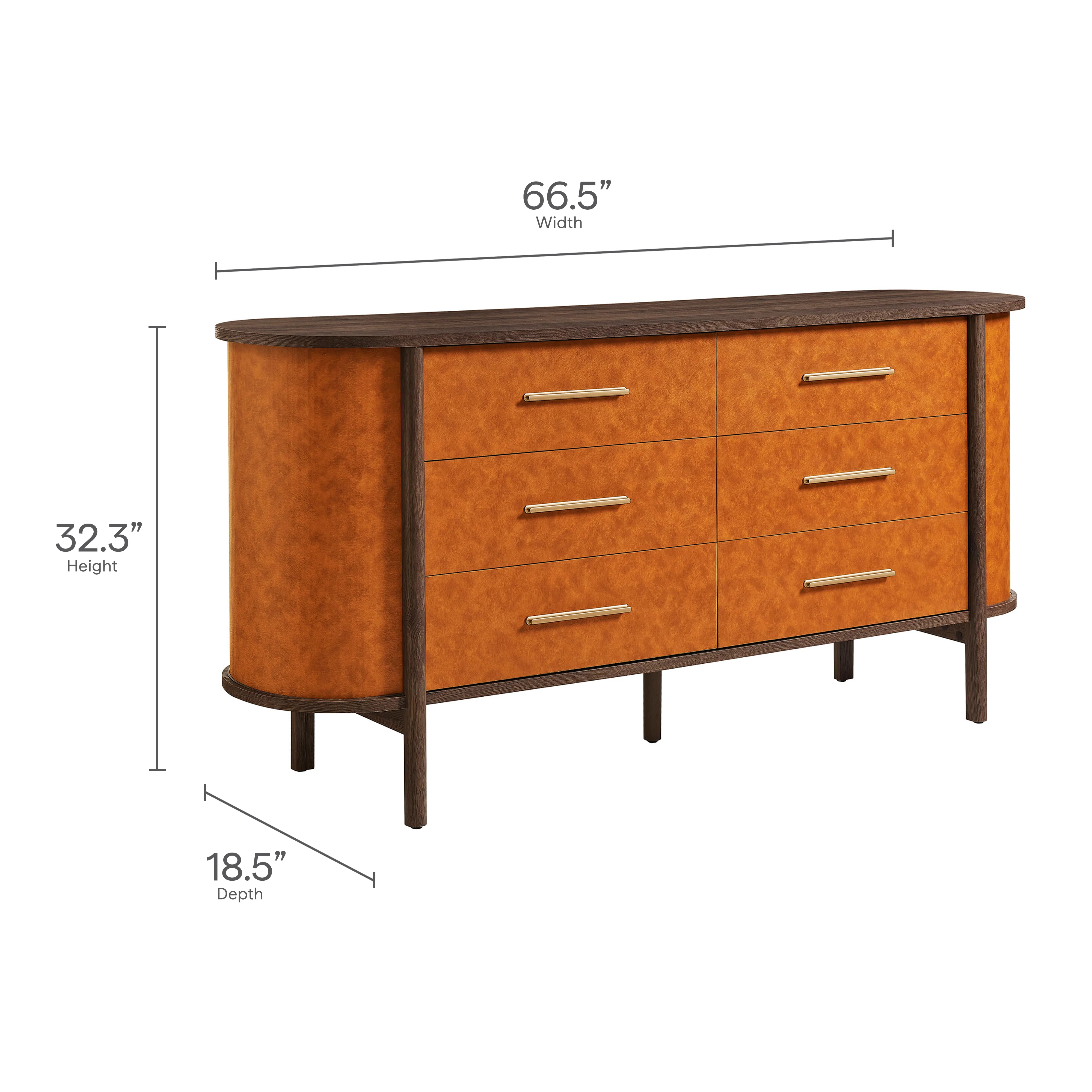 Coralie Curved 6-Drawer Vegan Leather Oval Dresser by Modway - Image 10