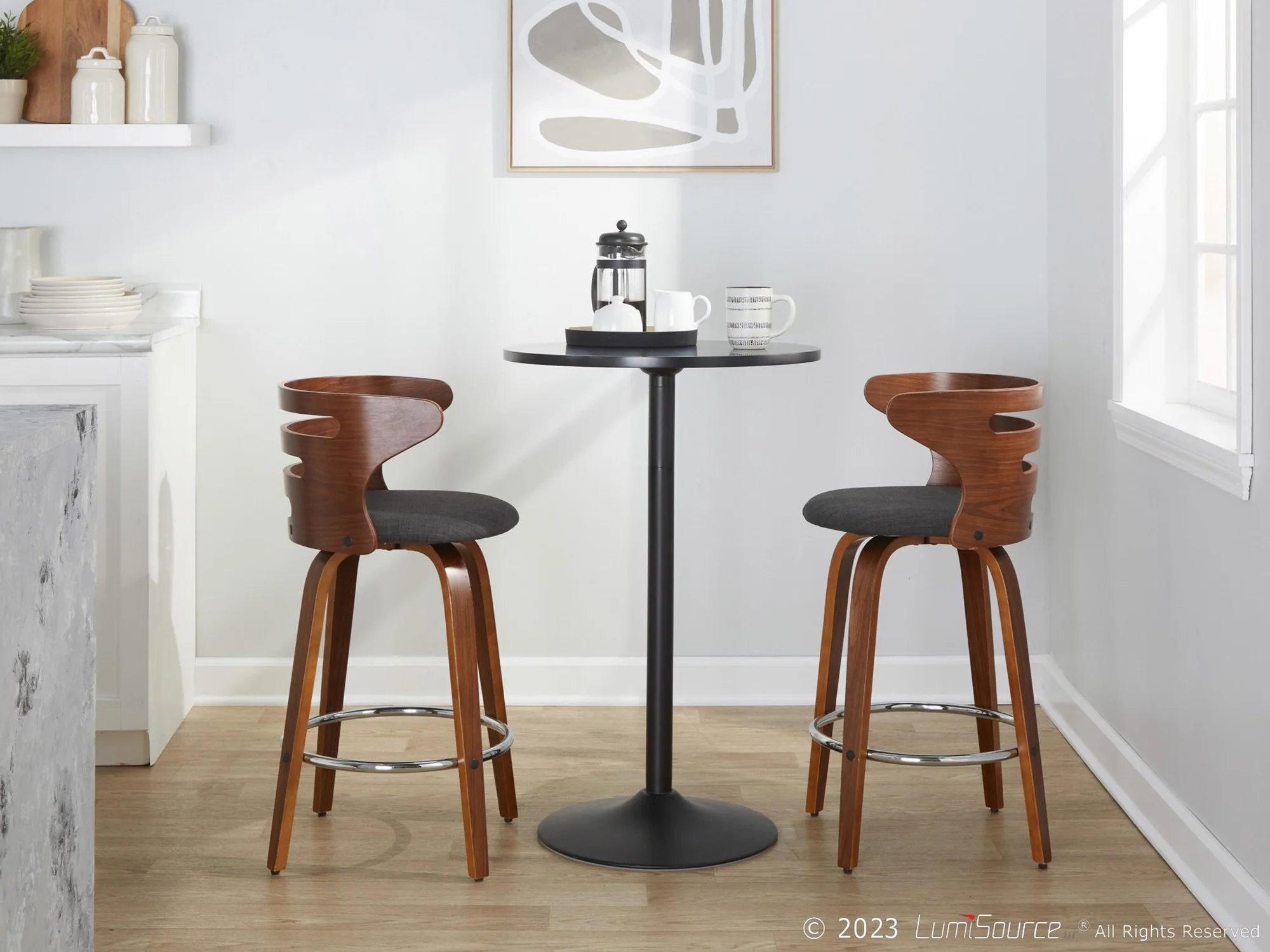Cosini 26" Fixed-Height Counter Stool - Set of 2 By LumiSource - B26-COSIPU-GRTZR2 WLWLBN2 - Image 3