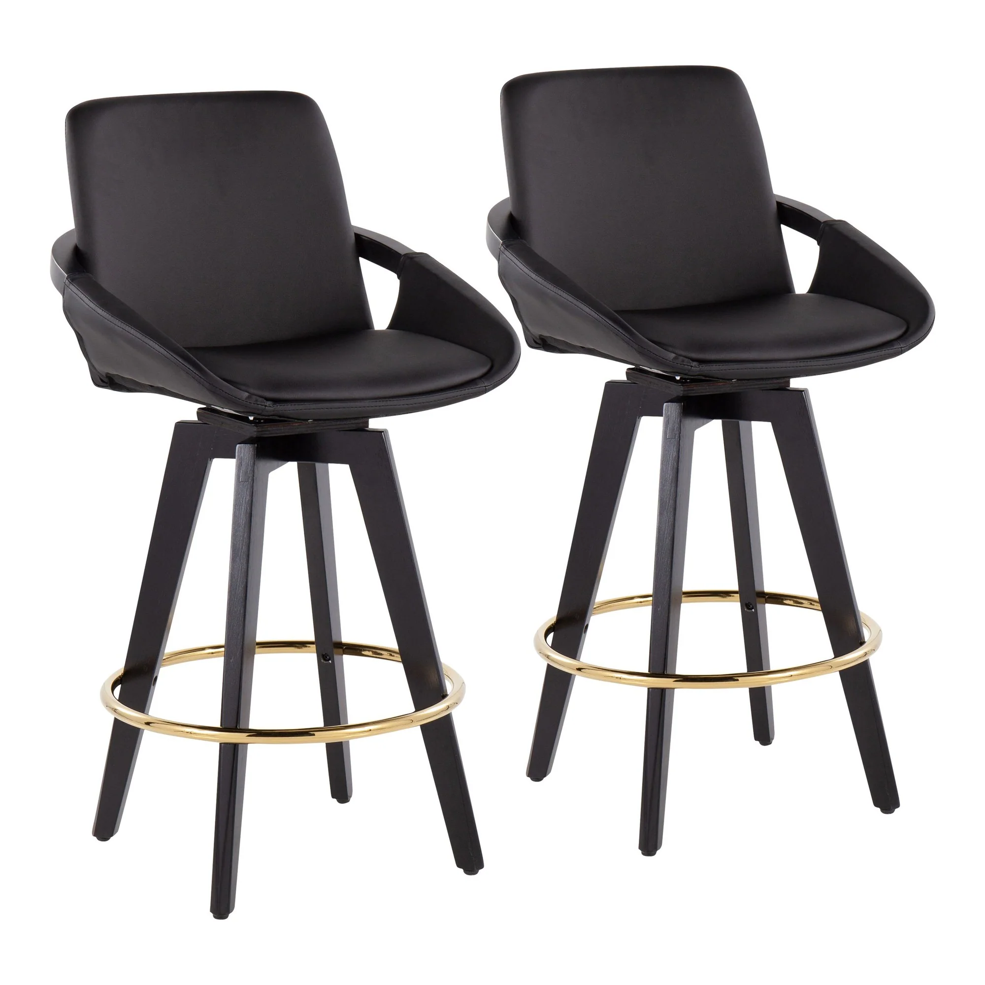Cosmo Swivel Fixed-Height Counter Stool - Set of 2 Black By LumiSource - B26-COSMO2-SWVG BKBK2