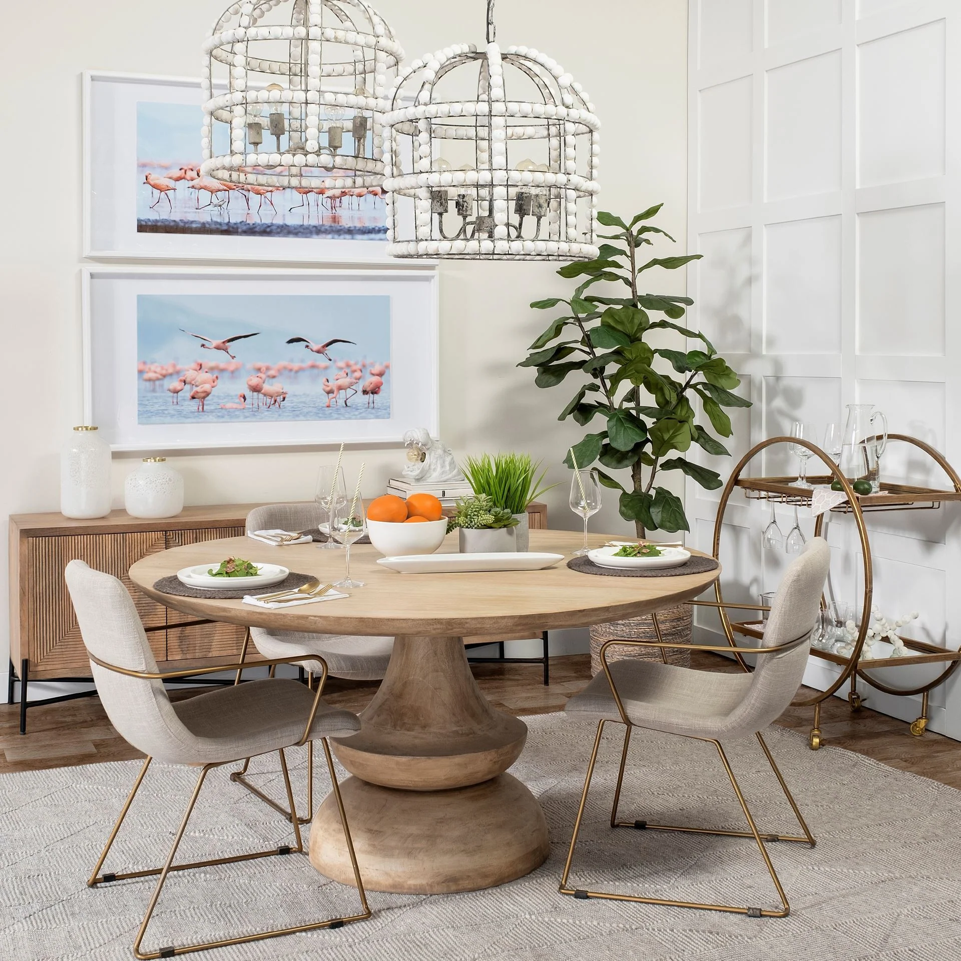 Cream Fabric Wrap With Gold Metal Frame Dining Chair By Homeroots
