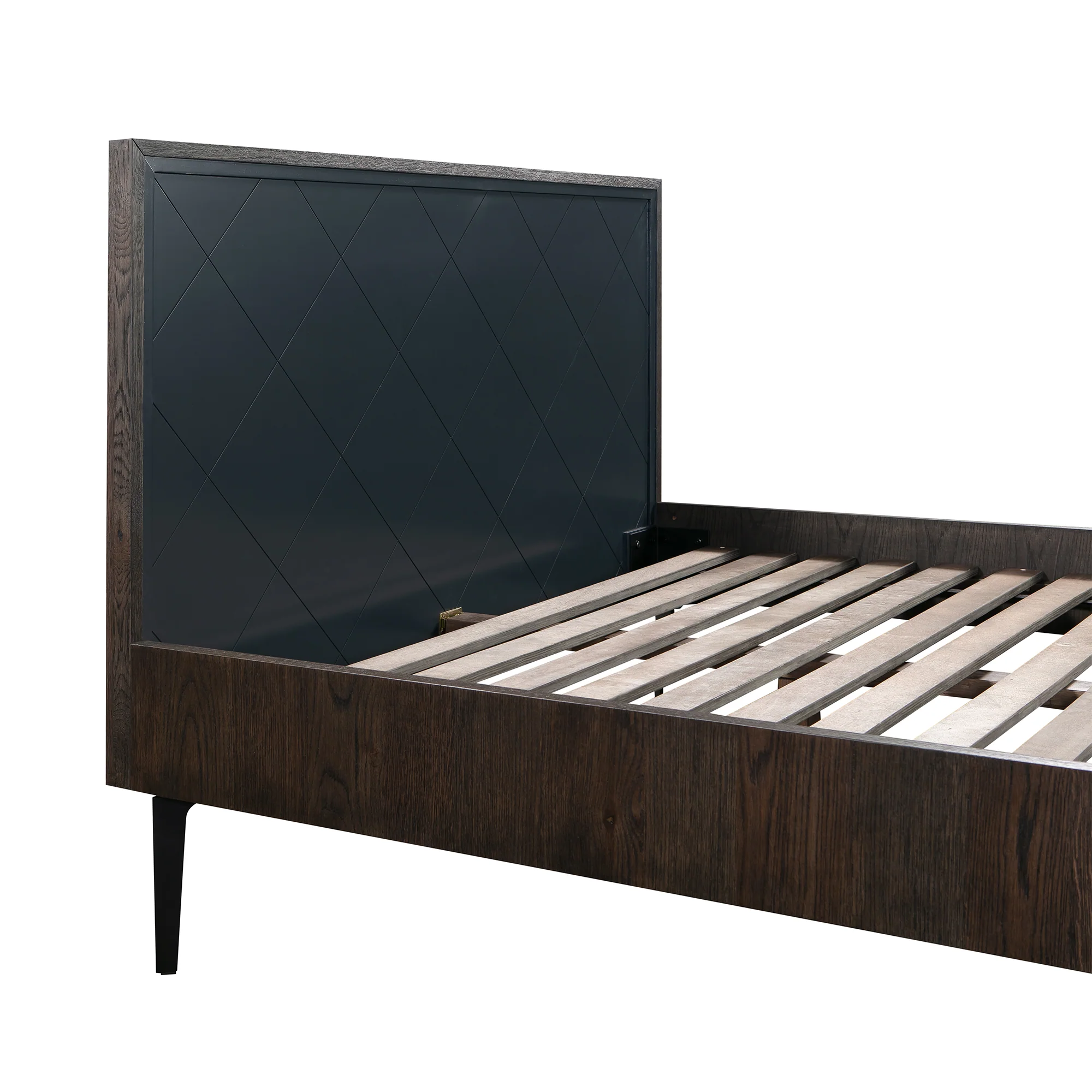 Cross Solid Oak and Metal Queen Platform Bed Frame By Armen Living - Image 5