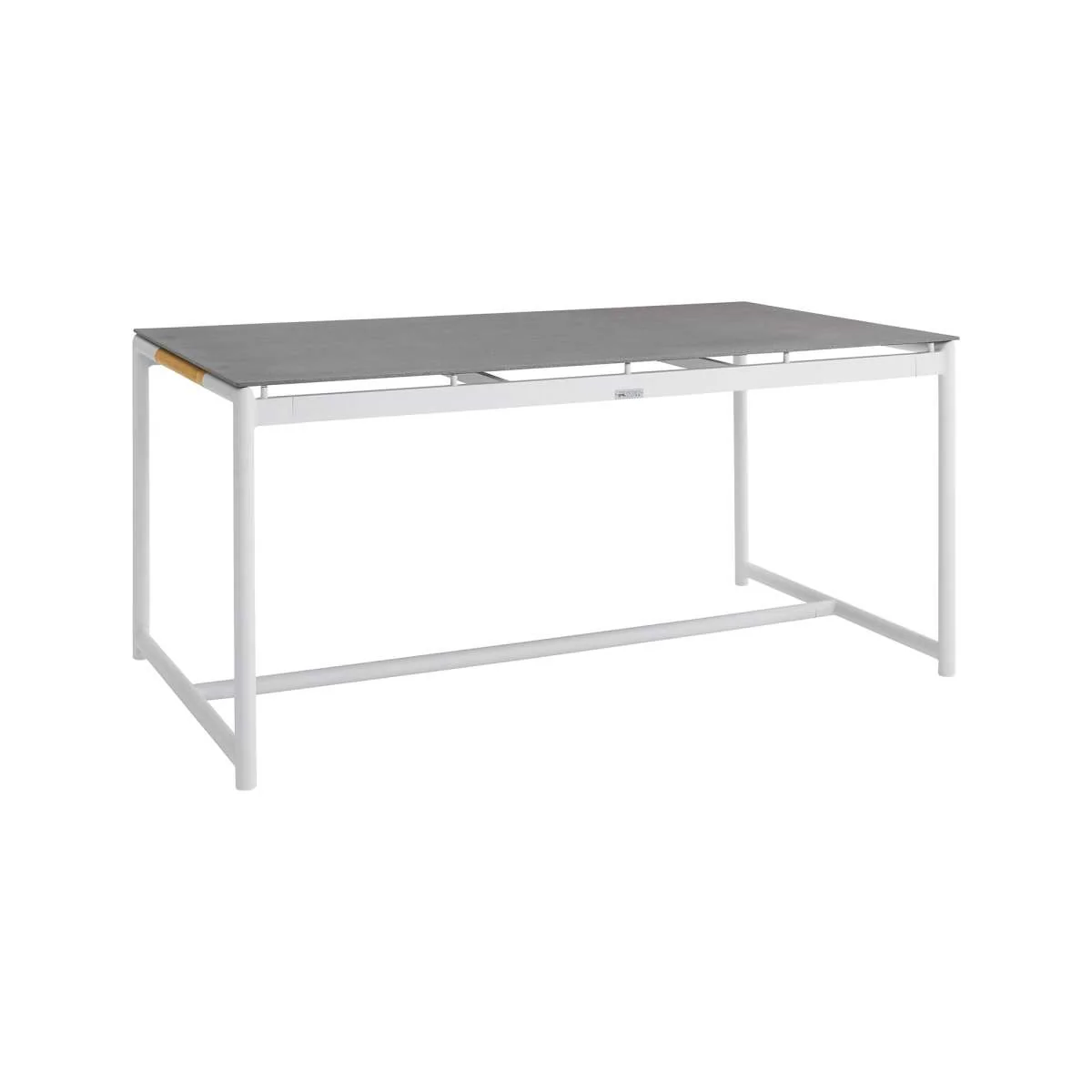 Crown 5 Piece White Aluminum and Teak Outdoor Dining Set with Light Gray Fabric By Armen Living - Image 5
