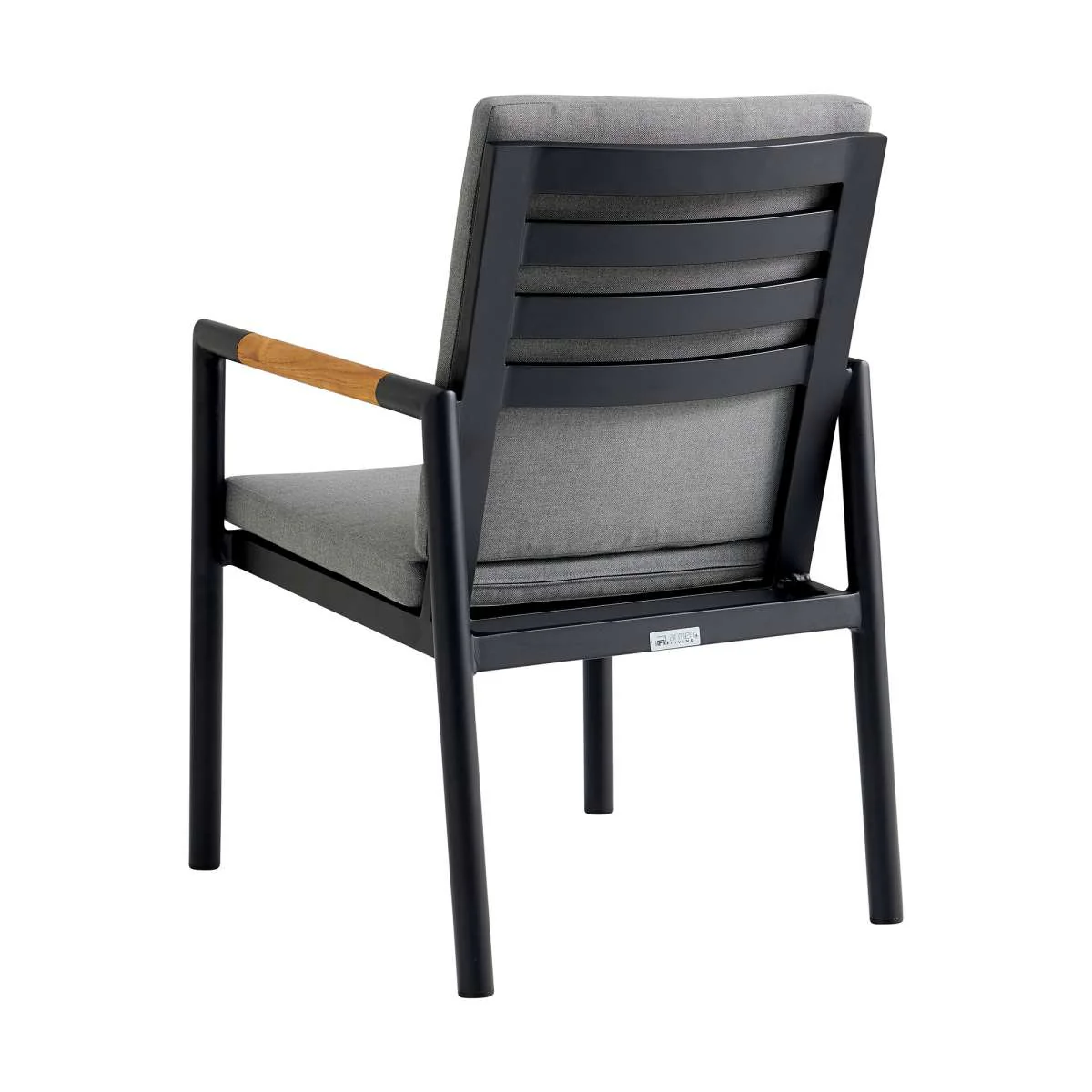 Crown Black Aluminum and Teak Outdoor Dining Chair with Dark Gray Fabric - Set of 2 By Armen Living - Image 5