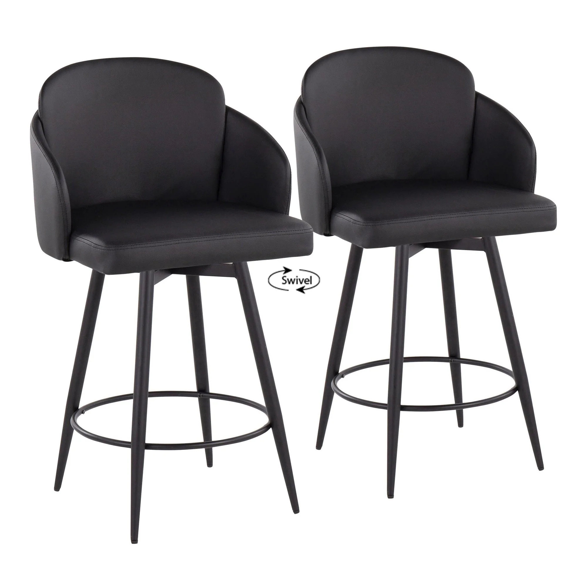Dahlia 26" Fixed-Height Counter Stool - Set of 2 Black By LumiSource - B26-DAHLIAPU-55ZQ2 BKBK2