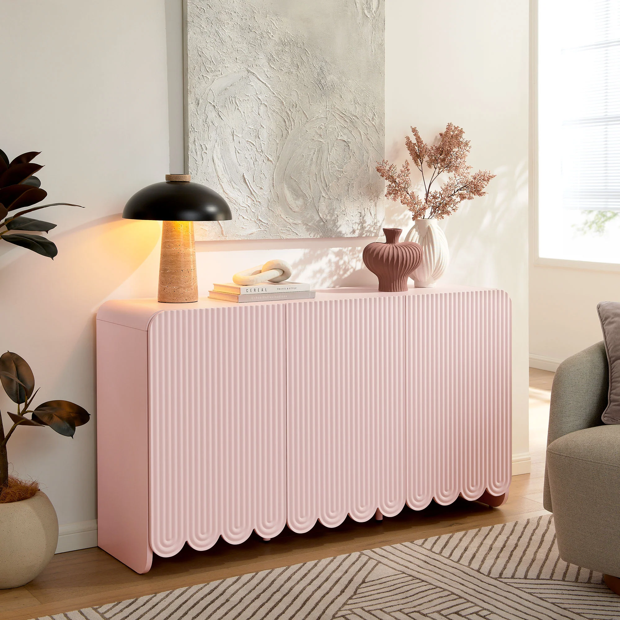 Dahlia Fluted and Scalloped Sideboard Storage Cabinet by Modway