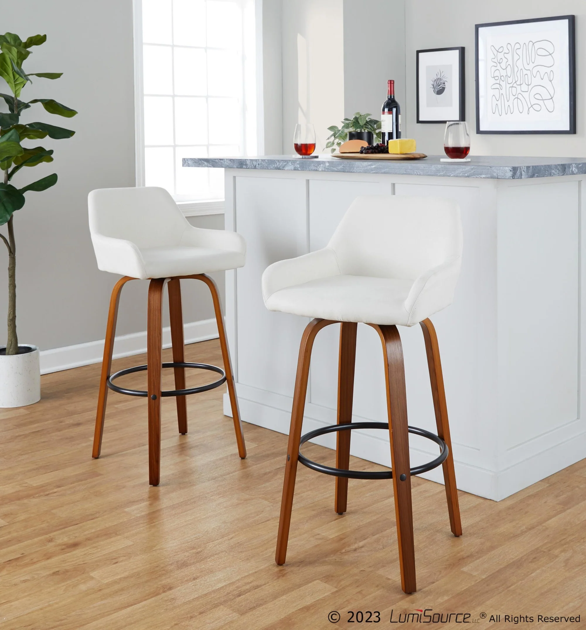 Daniella 30" Fixed-Height Barstool - Set of 2 By LumiSource - B30-DNLAFB-GRTZQ2 BNCR2 - Image 11