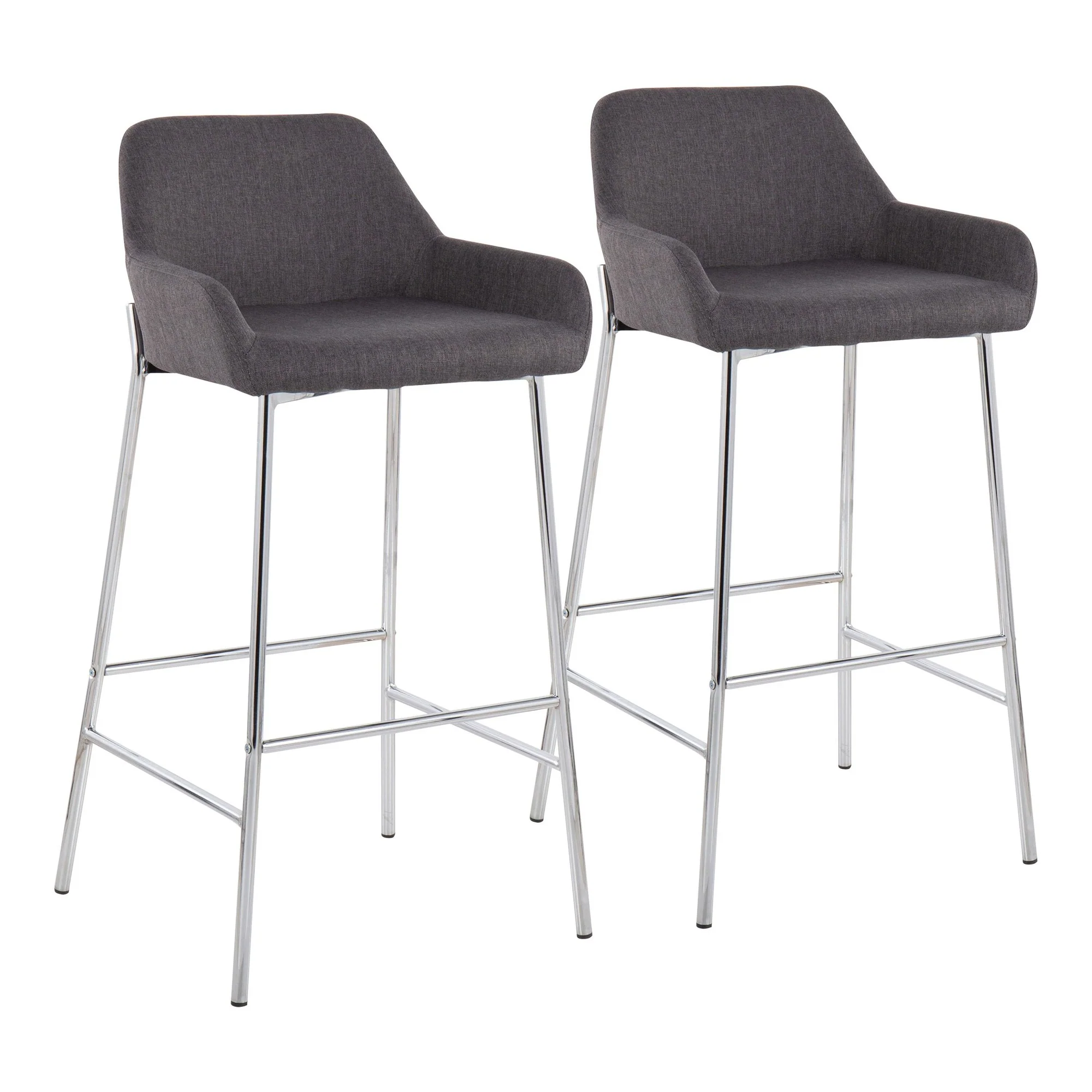 Daniella Fixed-Height Bar Stool - Set of 2 Gray By LumiSource - B30-DNLA2 CHRMCHAR2