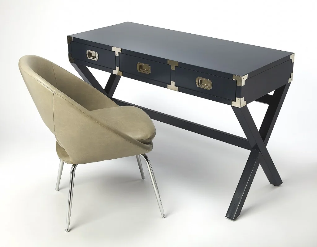 Dark Blue Campaign Style Desk By Homeroots