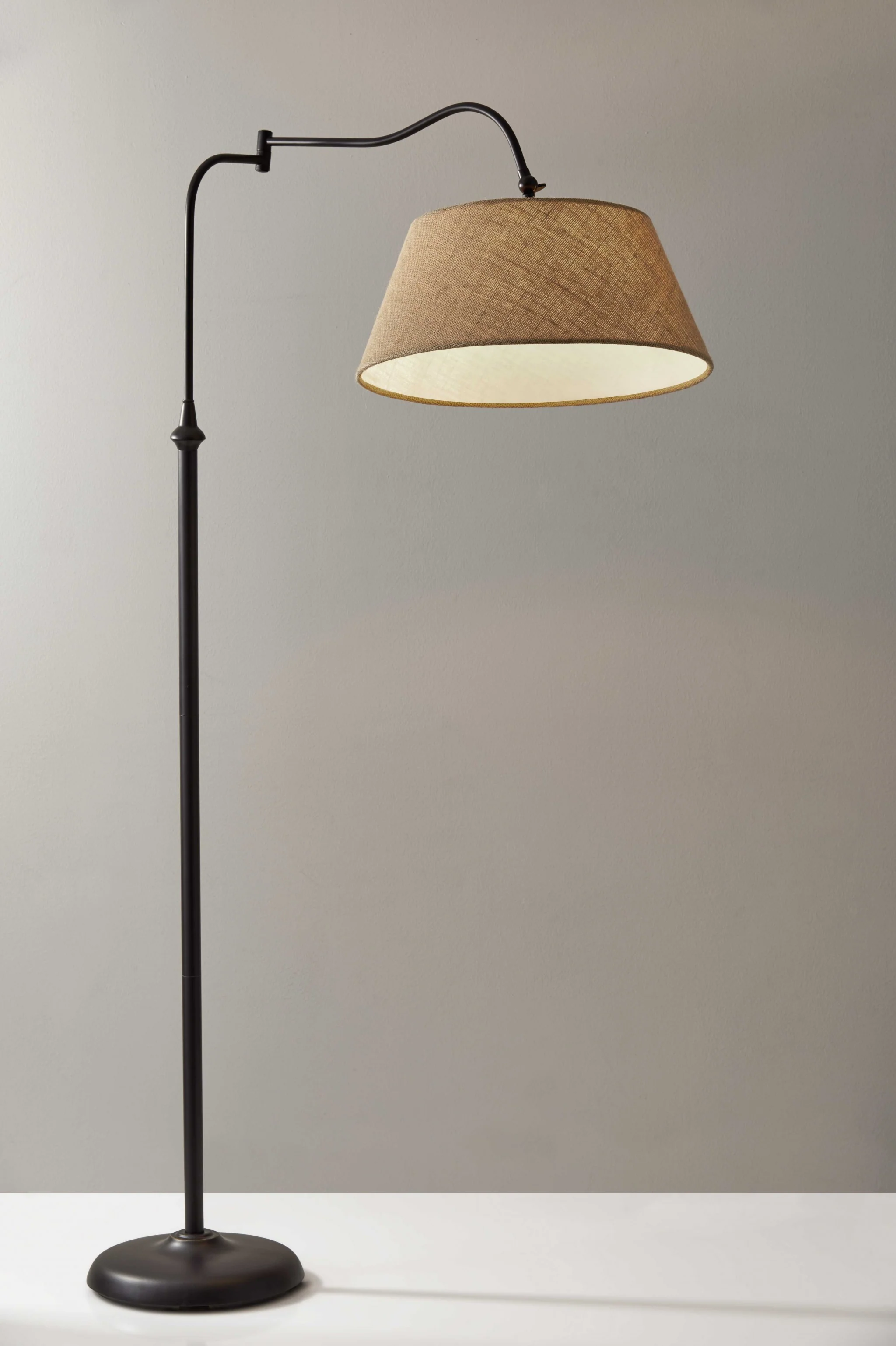Dark Bronze Metal Floor Lamp with Adjustable Swing Arm By Homeroots