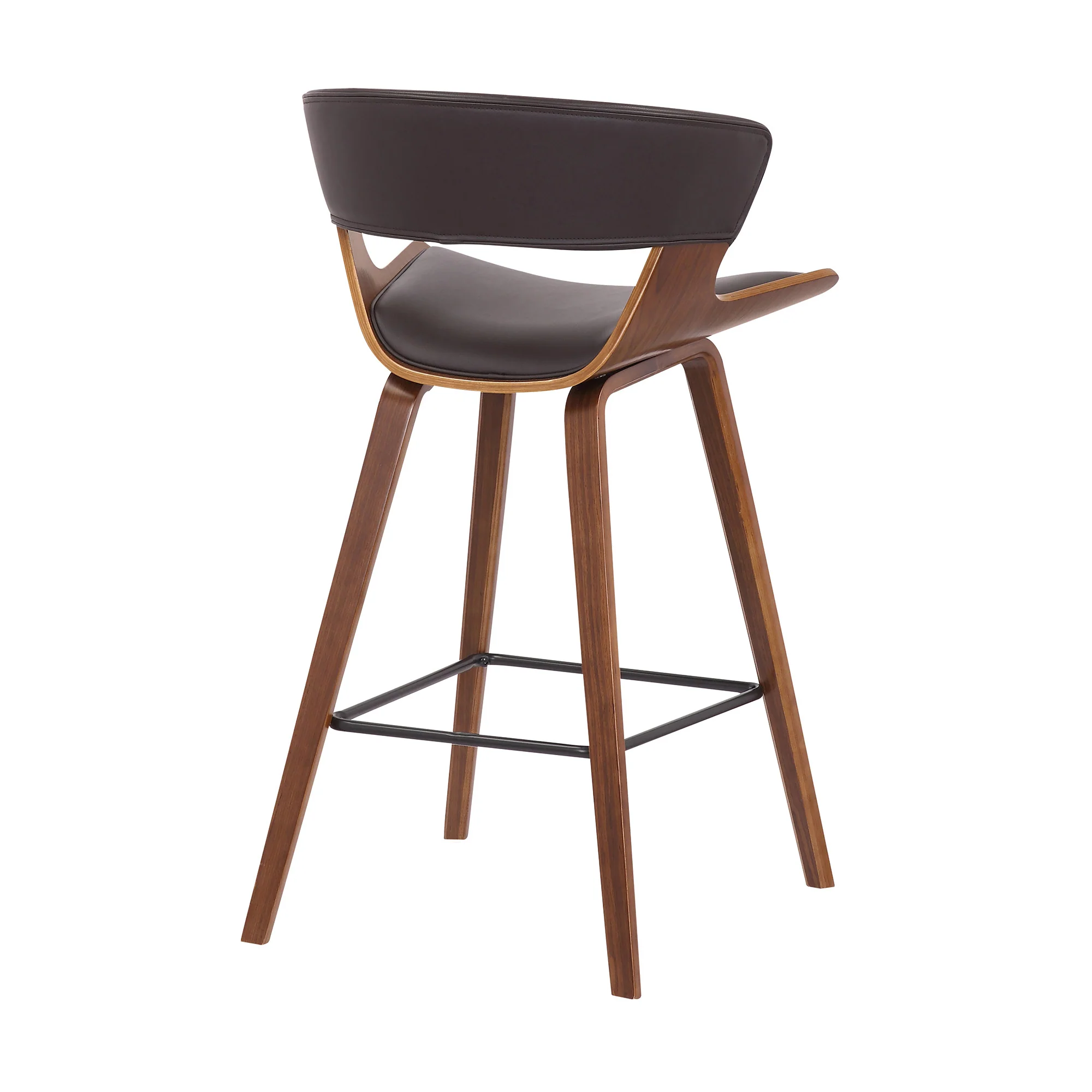 Dark Brown Faux Leather and Wood Modern Bar Stool By Homeroots - Image 5