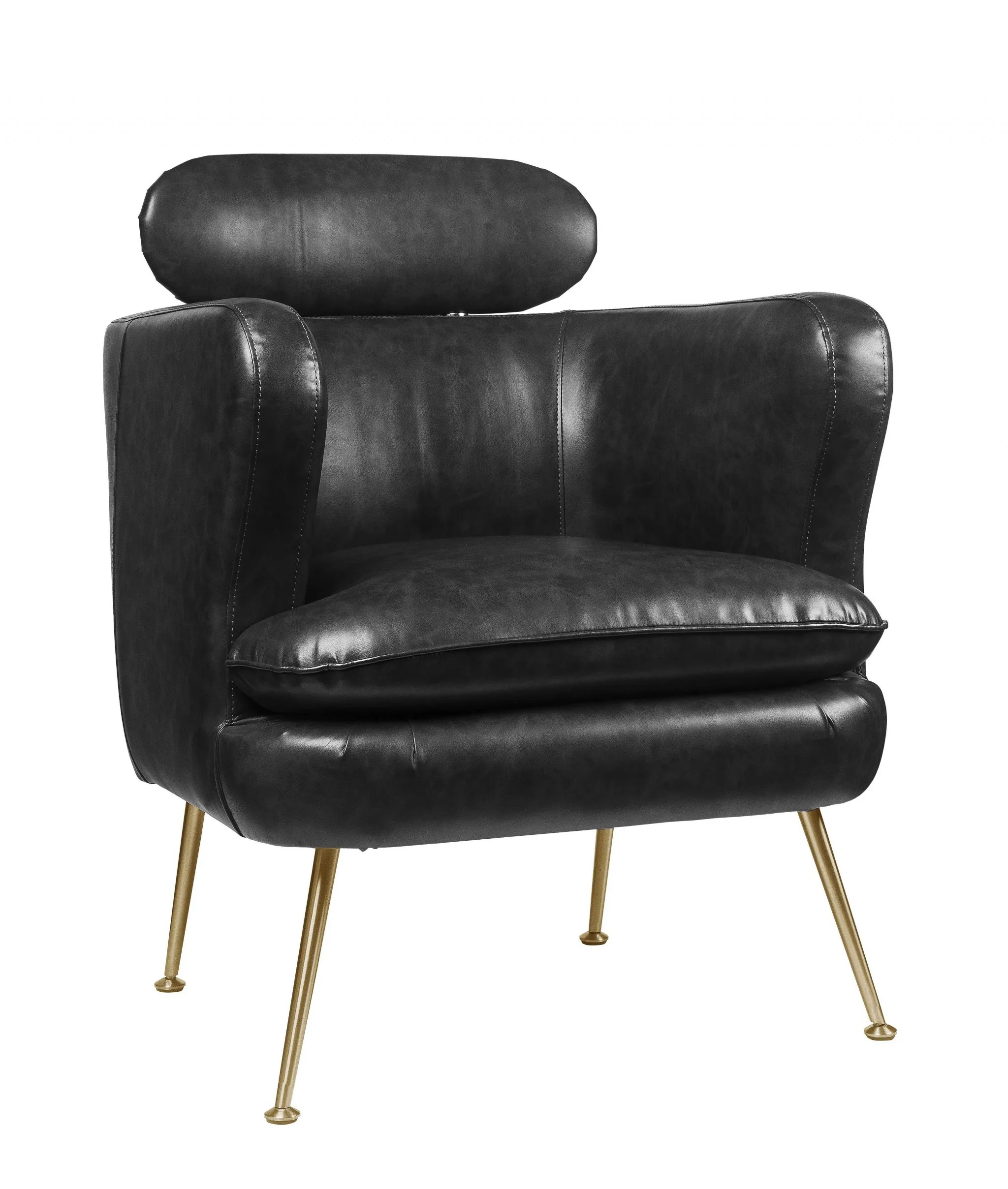 Dark Gray PU Upholstery Metal Leg Accent Chair By Homeroots