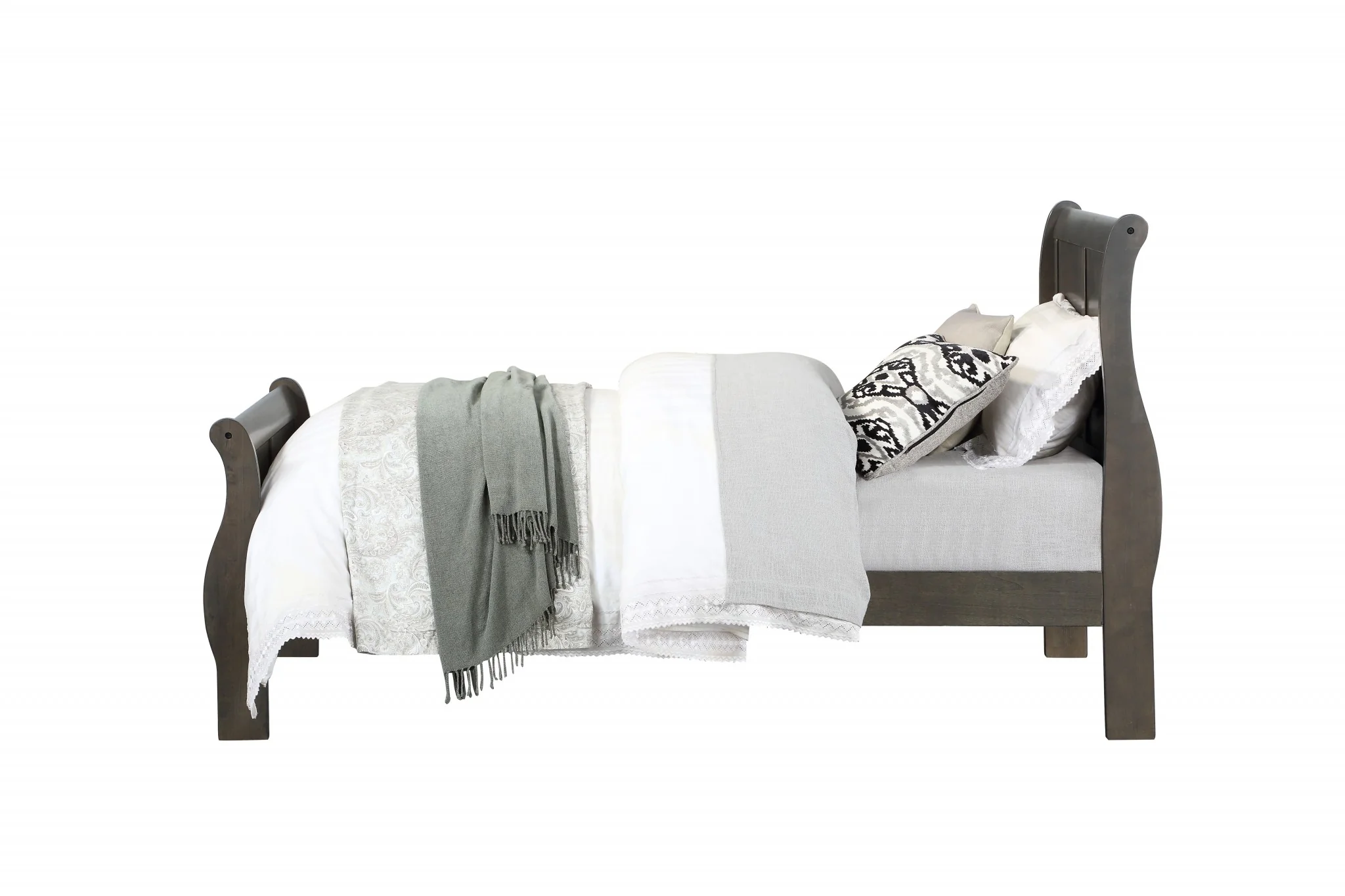 Dark Gray Wood Full Bed By Homeroots - Image 3