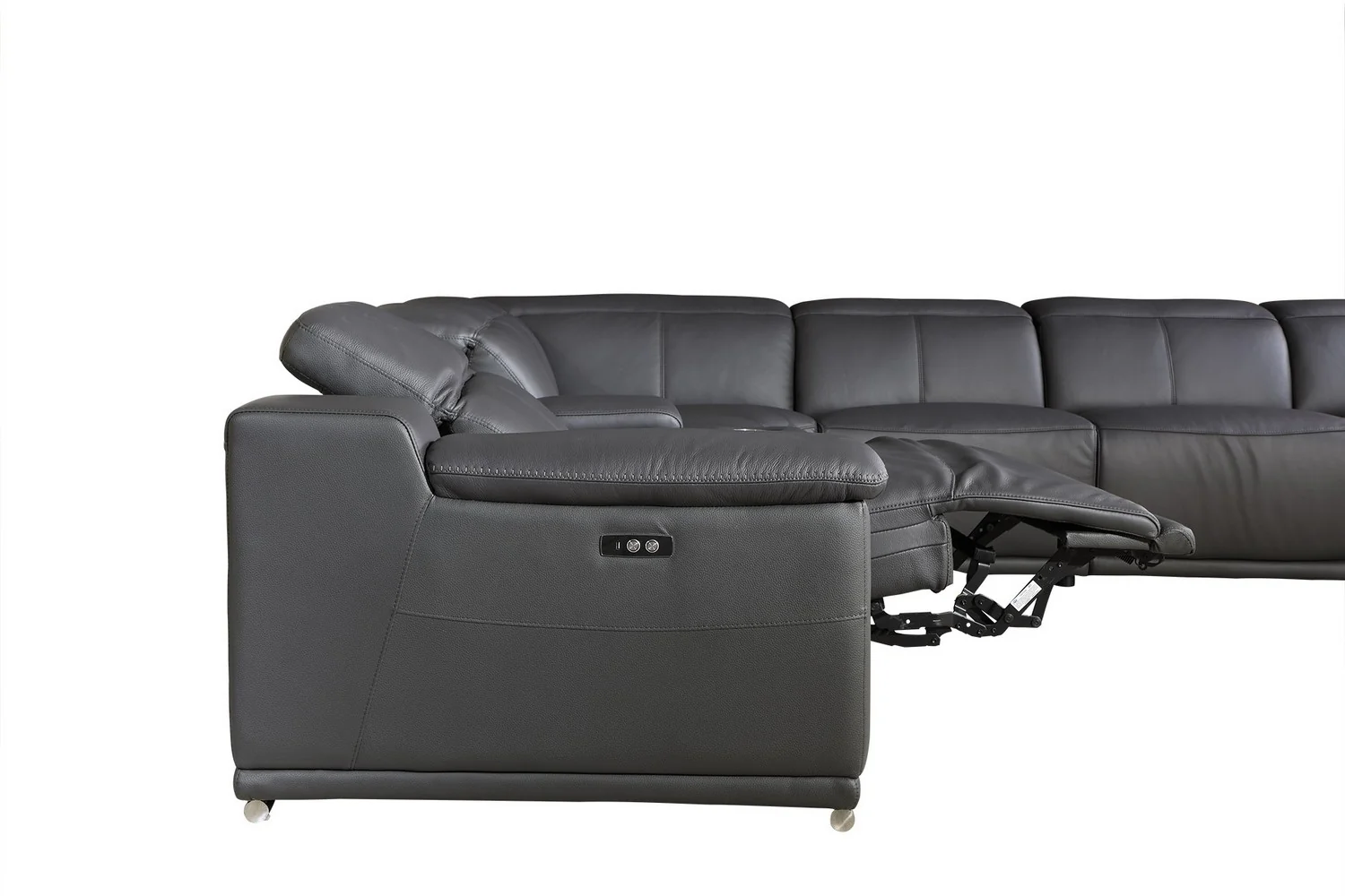 Dark Grey Power Reclining 8PC Sectional By Homeroots - 366360 - Image 2